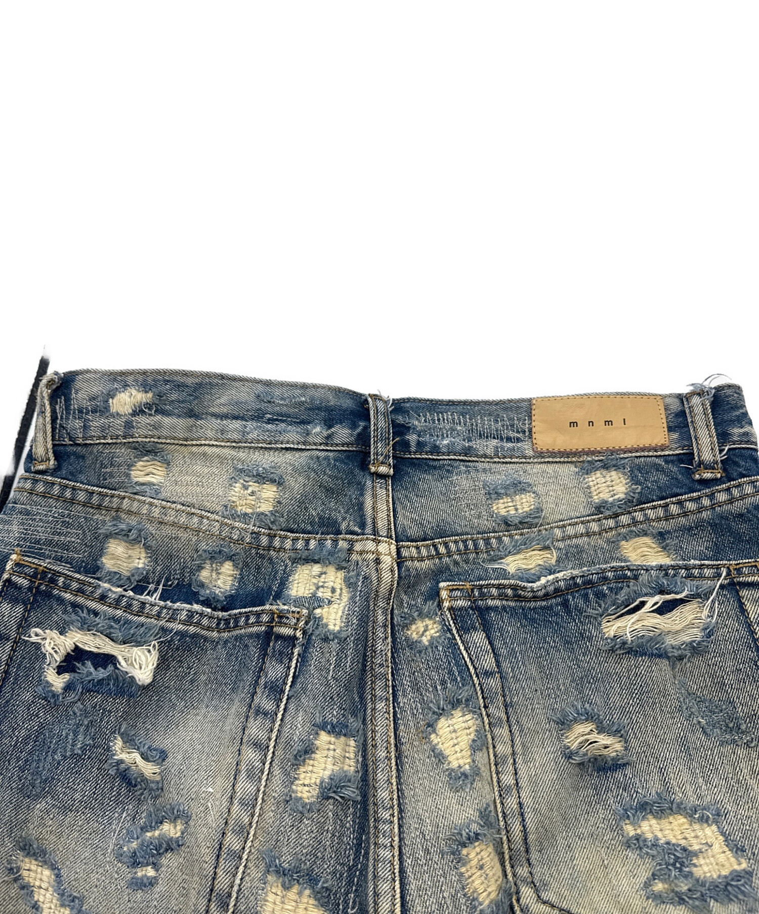 中古・古着通販】mnml (ミニマル) クラッシュリペアデニムパンツ 