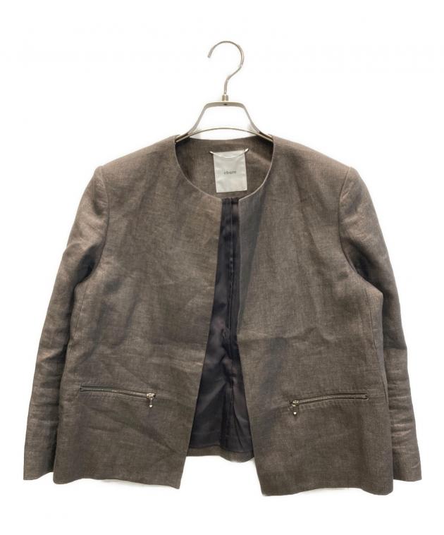 ebure エブール ノーカラーダブルジャケット ウールシルク混 36 ebure