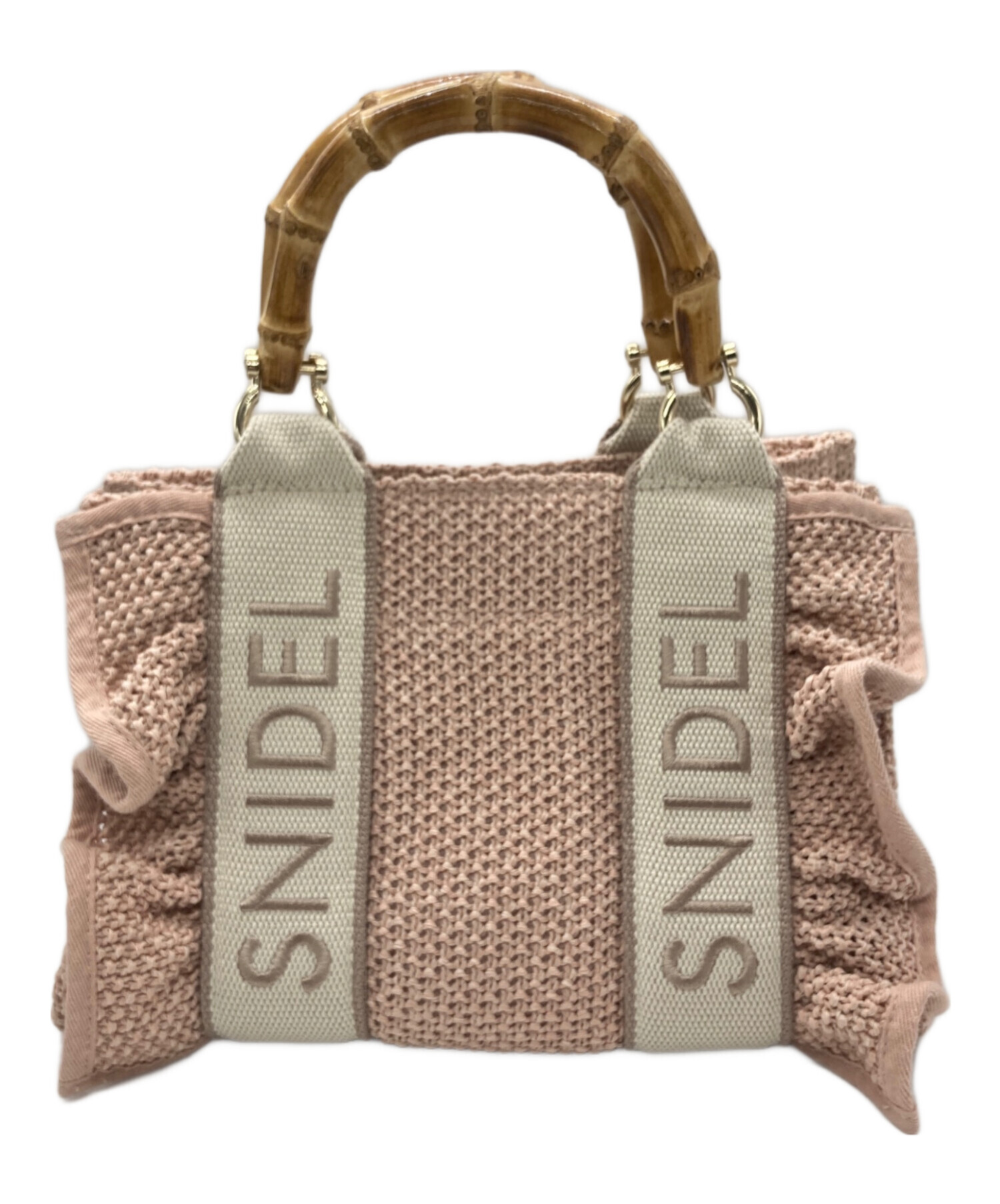 【未使用品】snidelスナイデル　フリルロゴバンブーバッグ ピンク 中古・古着通販】Snidel (スナイデル) フリルロゴバンブーバッグ