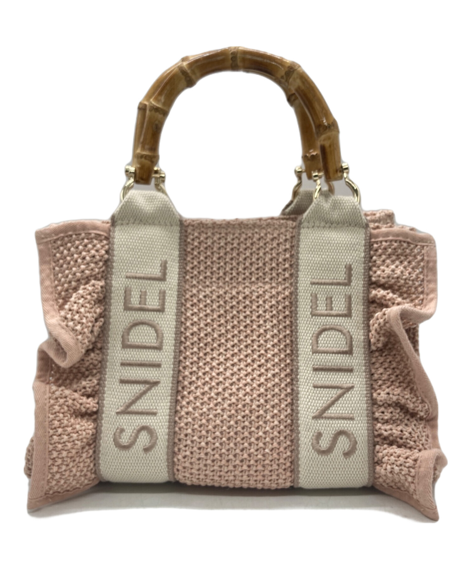 SNIDEL スナイデル フリルロゴバンブーバッグ セール】フリルロゴ