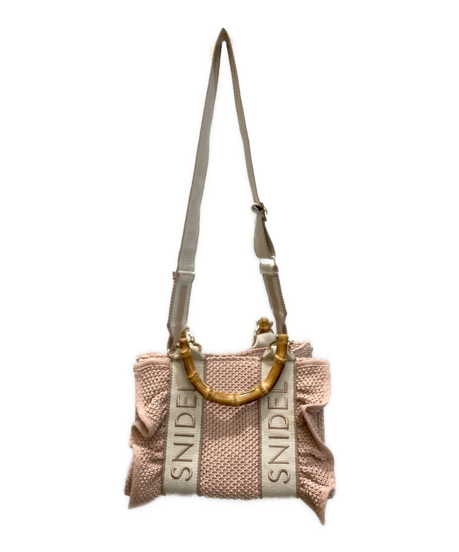 【未使用品】snidelスナイデル　フリルロゴバンブーバッグ ピンク 中古・古着通販】Snidel (スナイデル) フリルロゴバンブーバッグ