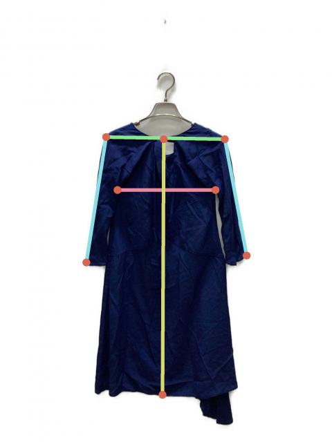 良品 PRADA シルク ワンピース シルクストレッチ サイズ 38 ブルー系 中古・古着通販】PRADA (プラダ) シルクドレスワンピース ネイビー
