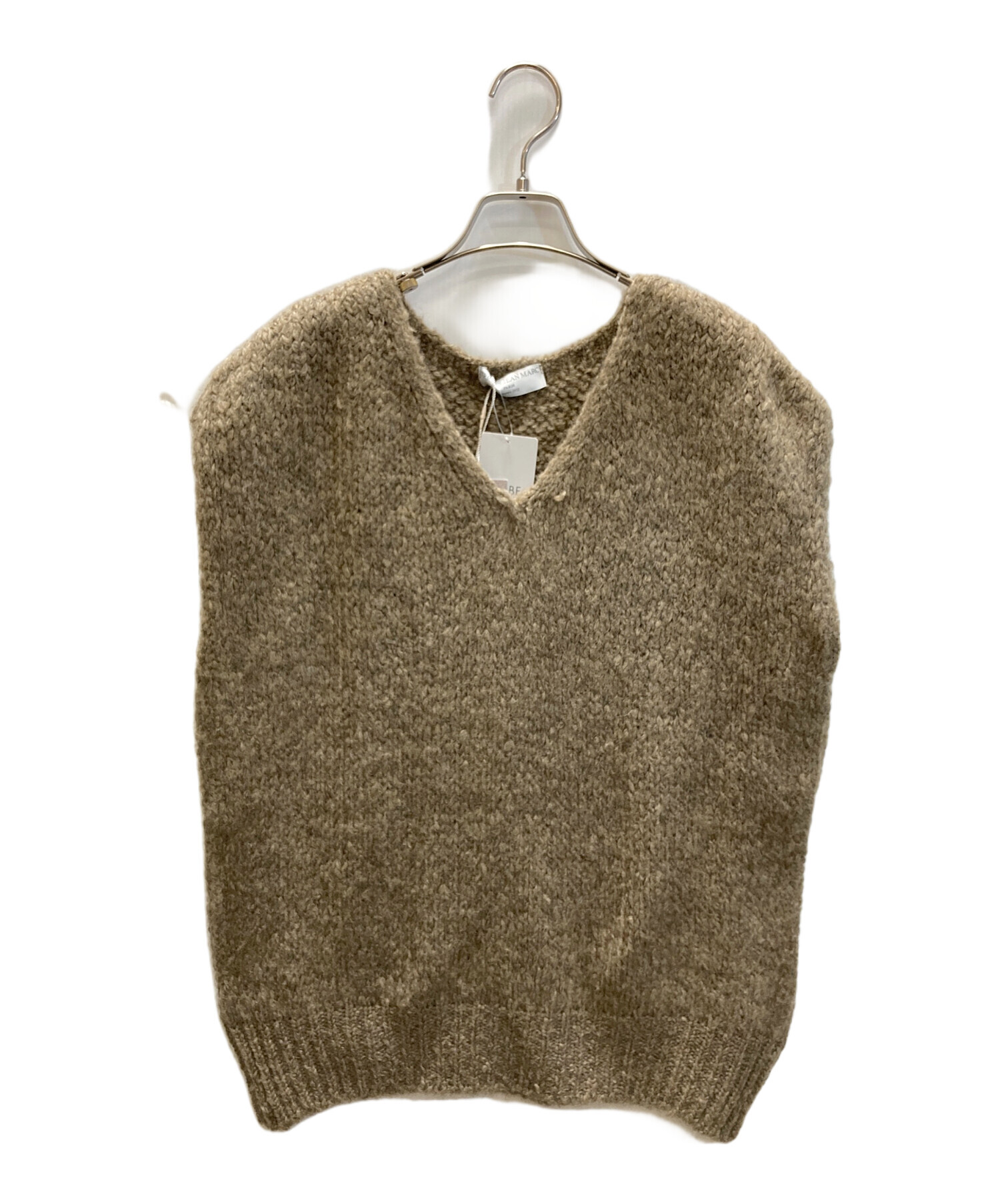 未使用品 イエナ スローブ IENA SLOBE ベスト ニット Vネック F クリーム色 茶色 オレンジ SLOBE IENA - スローブ イエナ ニットベスト ミドル丈 Vネック 前開き