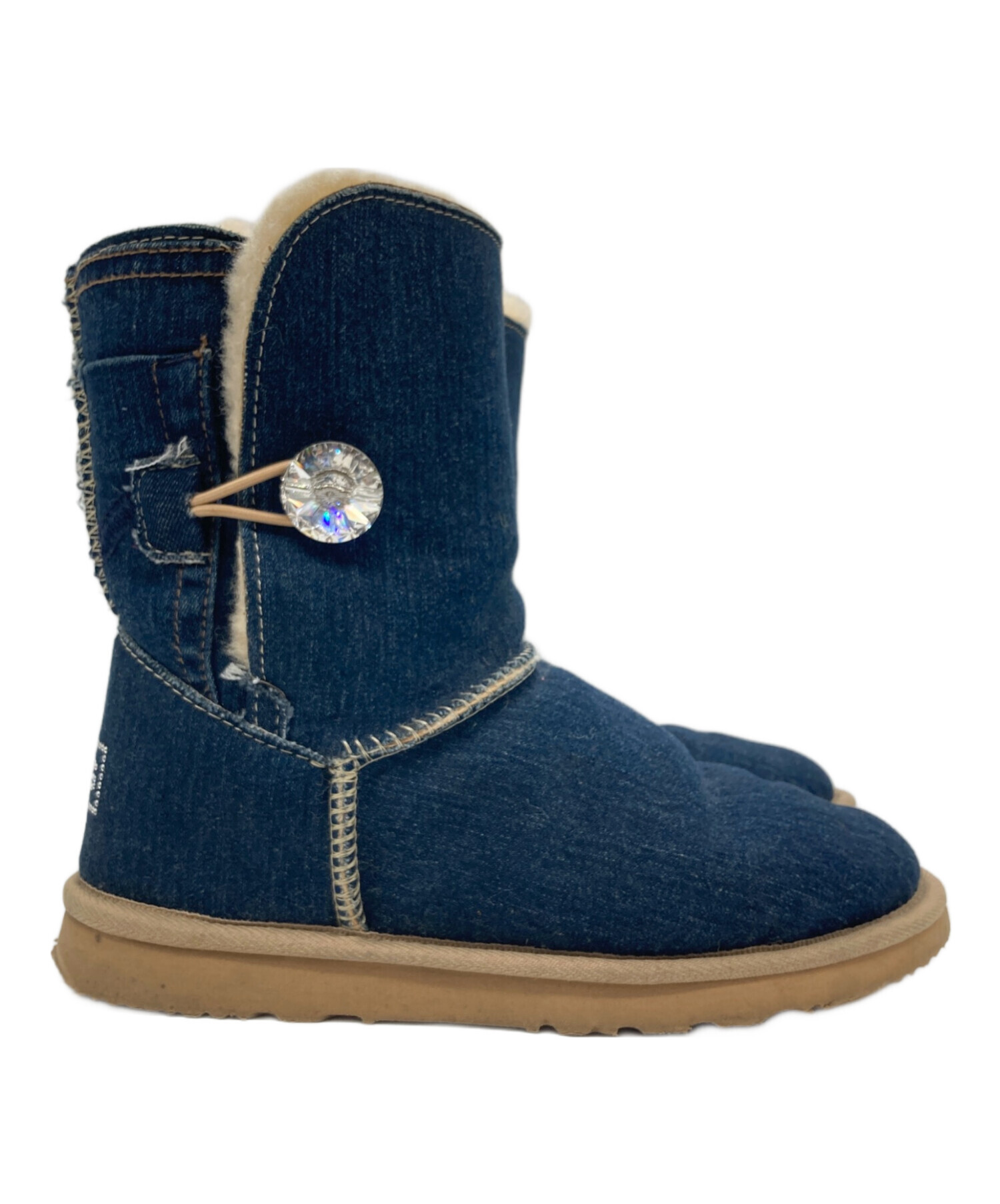 【値下げ】UGG australia 紺色ムートンブーツ 中古・古着通販】UGG (アグ) デニムクリスタルムートンブーツ