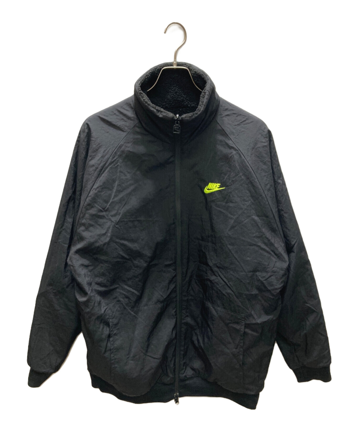 ナイキ 古着 フリースジャケット ブラック ナイロン切替 ライトアウター ナイキ 古着 フリースジャケット ブラック ナイロン切替 ライトアウター