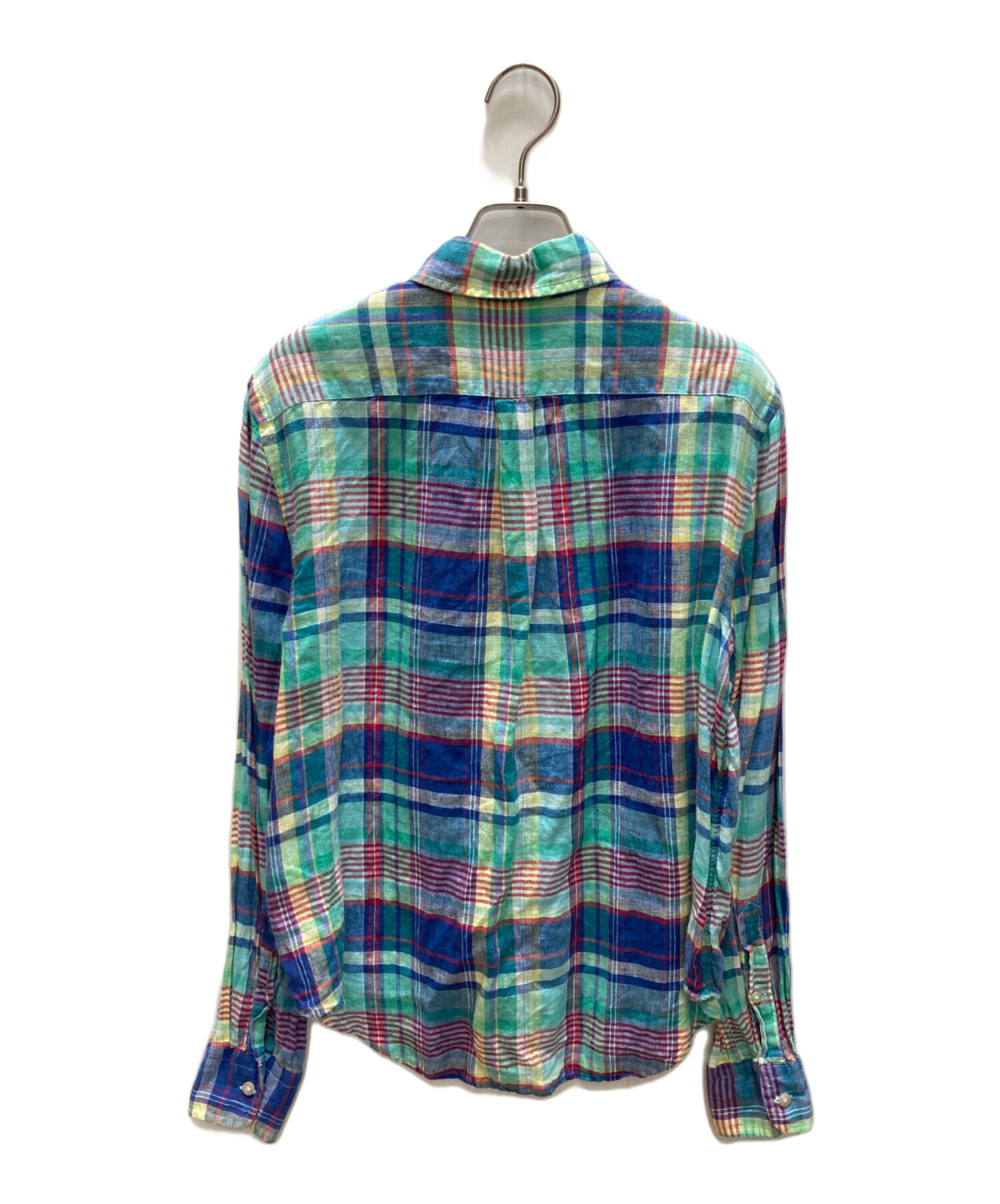 美品✨ラルフローレン リネンシャツ XL グリーン チェック オーバーサイズ 中古・古着通販】RALPH LAUREN (ラルフローレン) チェックリネンシャツ