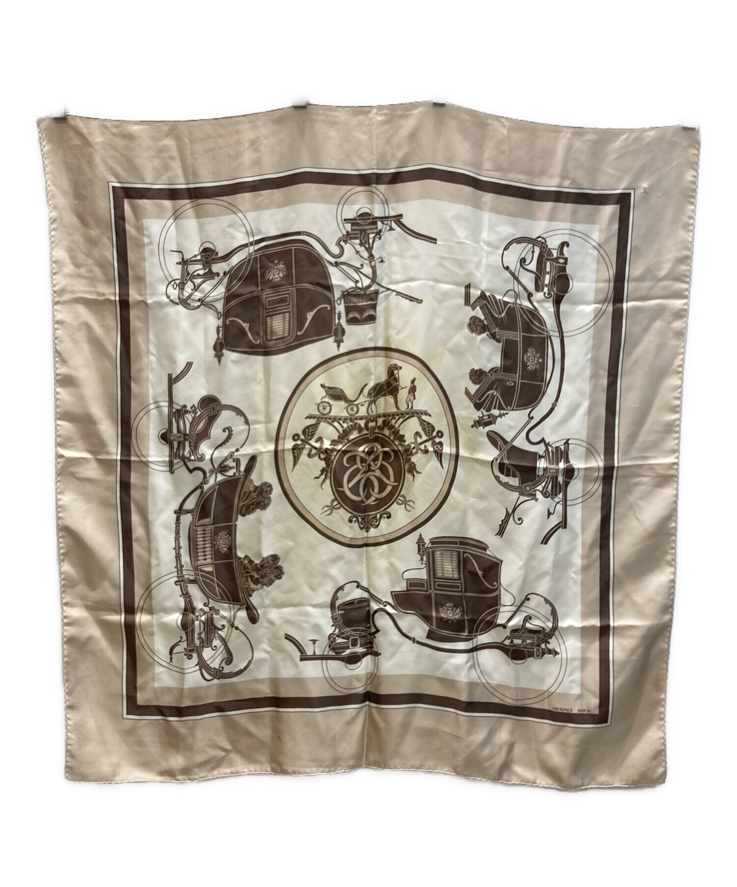 中古・古着通販】HERMES (エルメス) カレ80 エクスリブリス ベージュ
