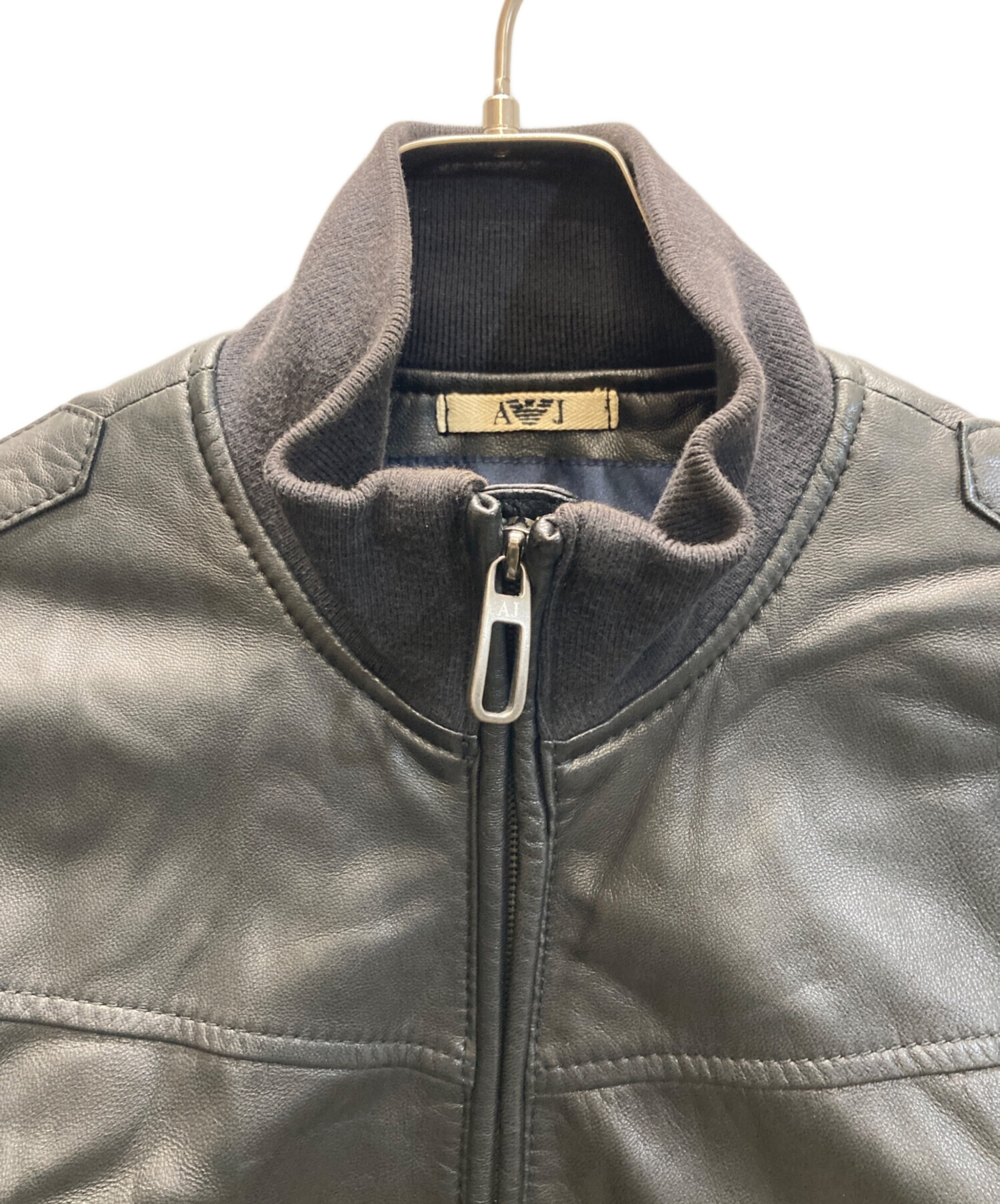 ARMANI JEANS レザージャケット　牛革　Mサイズ相当 Armani Jeans womens leather jacket size 0 black | eBay