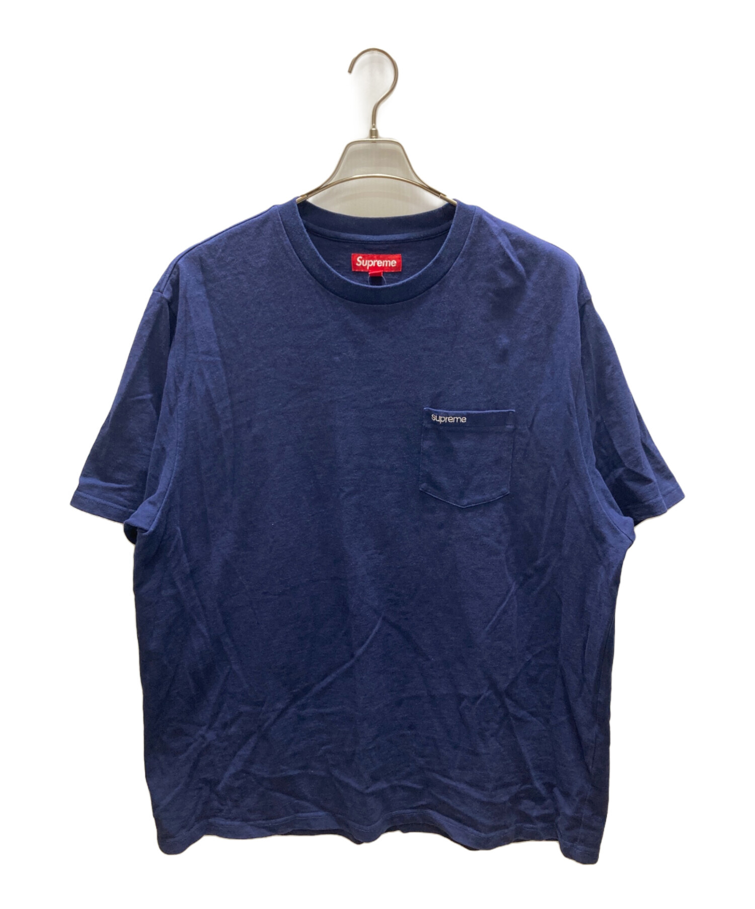中古ネイビー L Supreme mesh Stripe Pocket Tee 中古・古着通販】SUPREME (シュプリーム) S/S Pocket Tee ネイビー