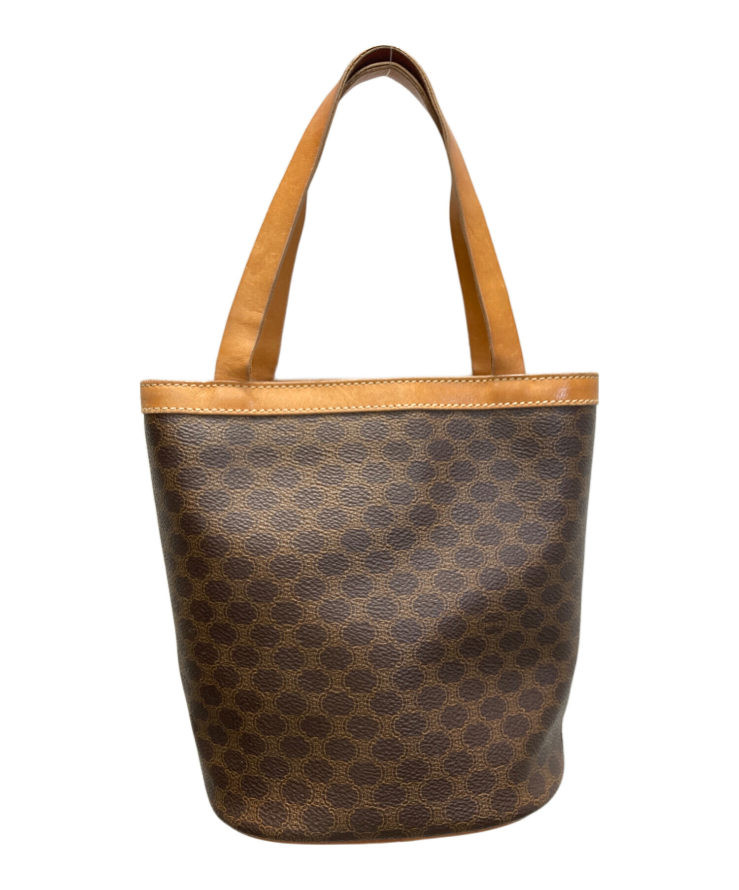 セリーヌ マカダム柄 CELINE PVC×レザー ブラウン系 斜め掛け