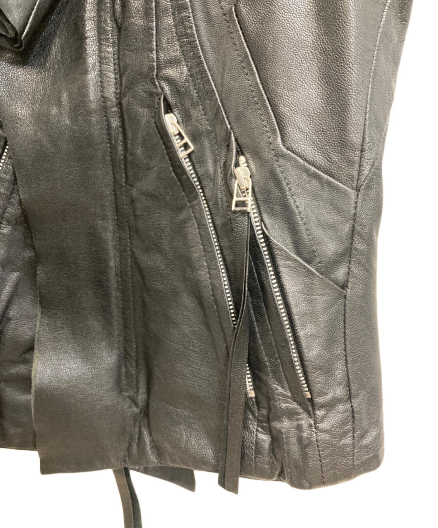 中古・古着通販】EKAM (エカム) 変形ゴートレザージャケット ブラック