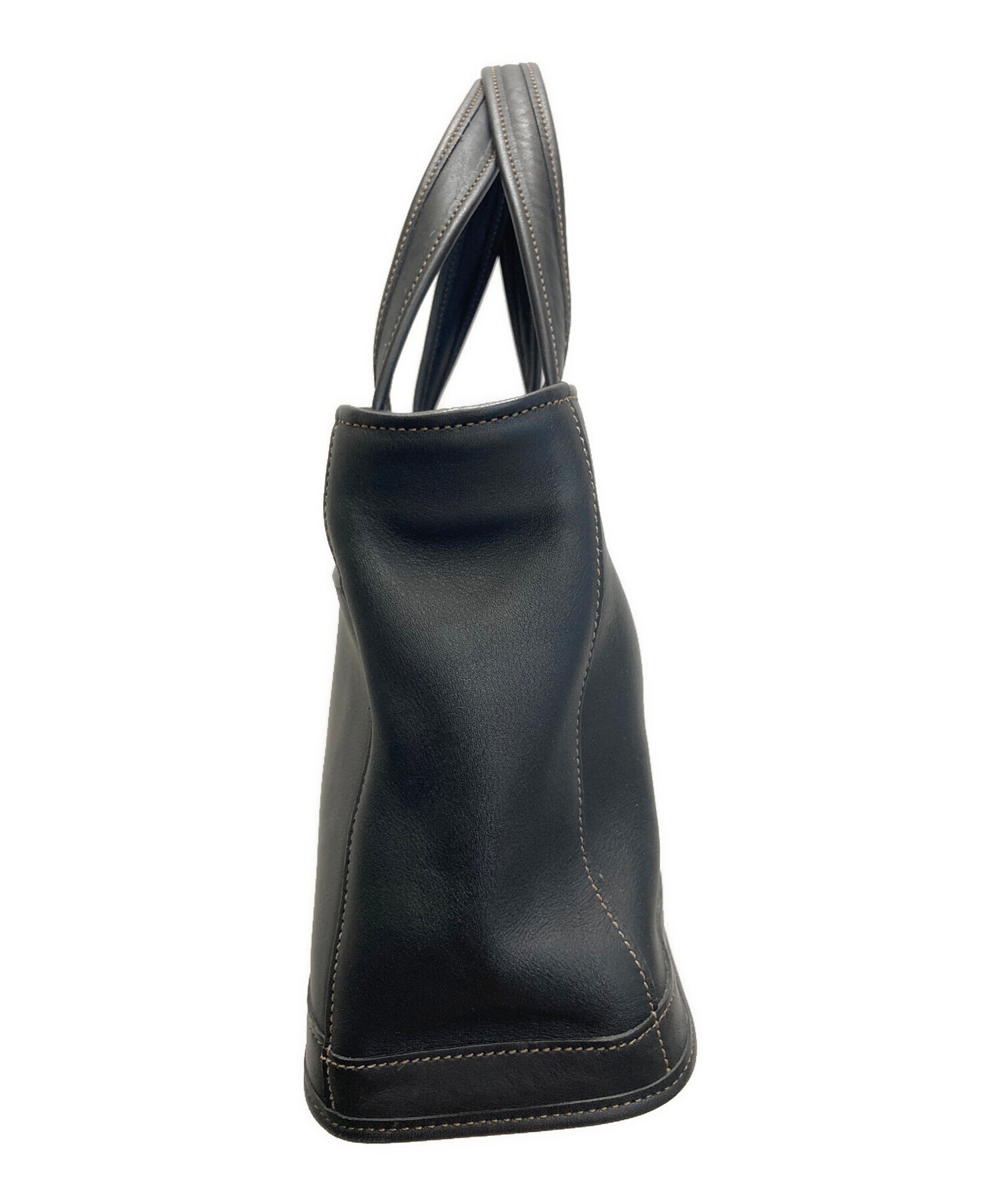 中古・古着通販】COACH (コーチ) レザーミニトートバッグ ブラック