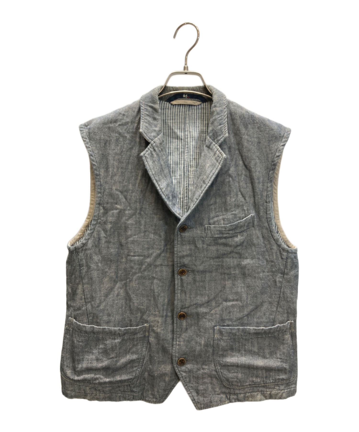 【美品】✨ 45R 45rpm フォーティファイブアール グレーベスト　【1】 中古・古着通販】45R (フォーティファイブ・アール) インディゴ染め