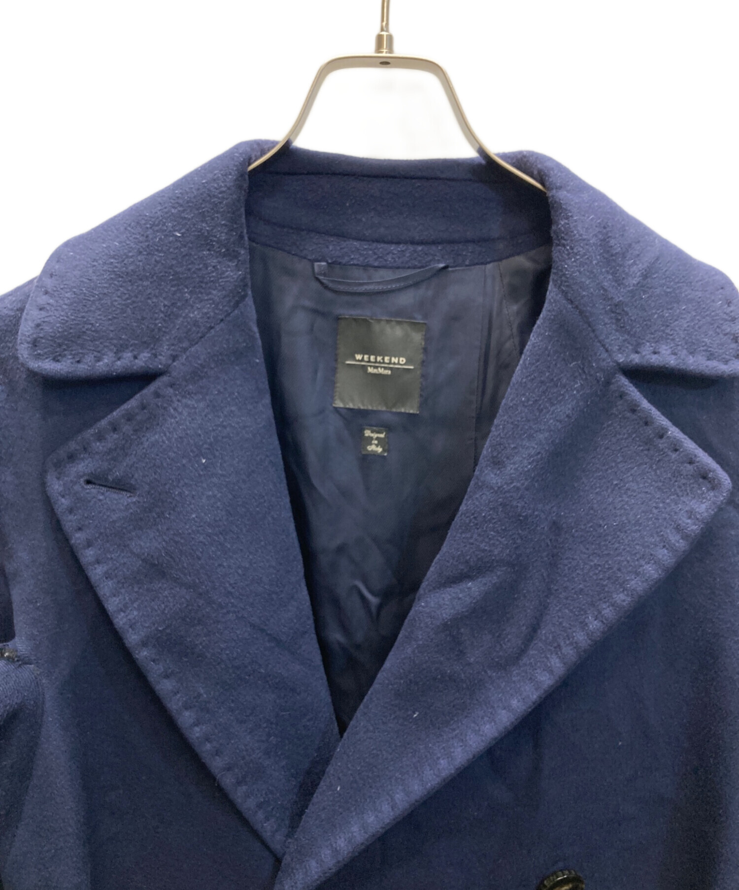 マックスマーラ 　ベルテッドコート　ダブルブレスト ネイビー　紺　34 中古・古着通販】Weekend Max Mara (ウィークエンド マックスマーラ