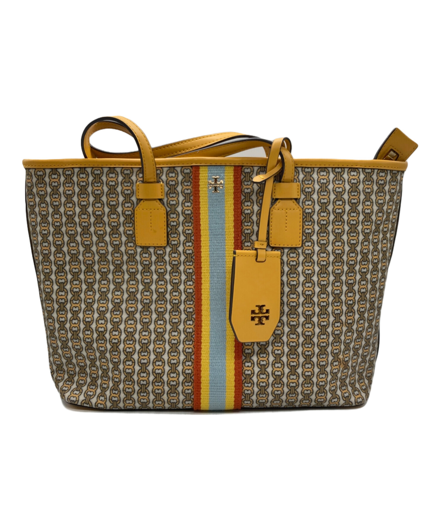 Tory Burch Ellaかごバッグ イエロー Tory Burch Ella かごバッグ トート ストローレザー イエロー 【新作
