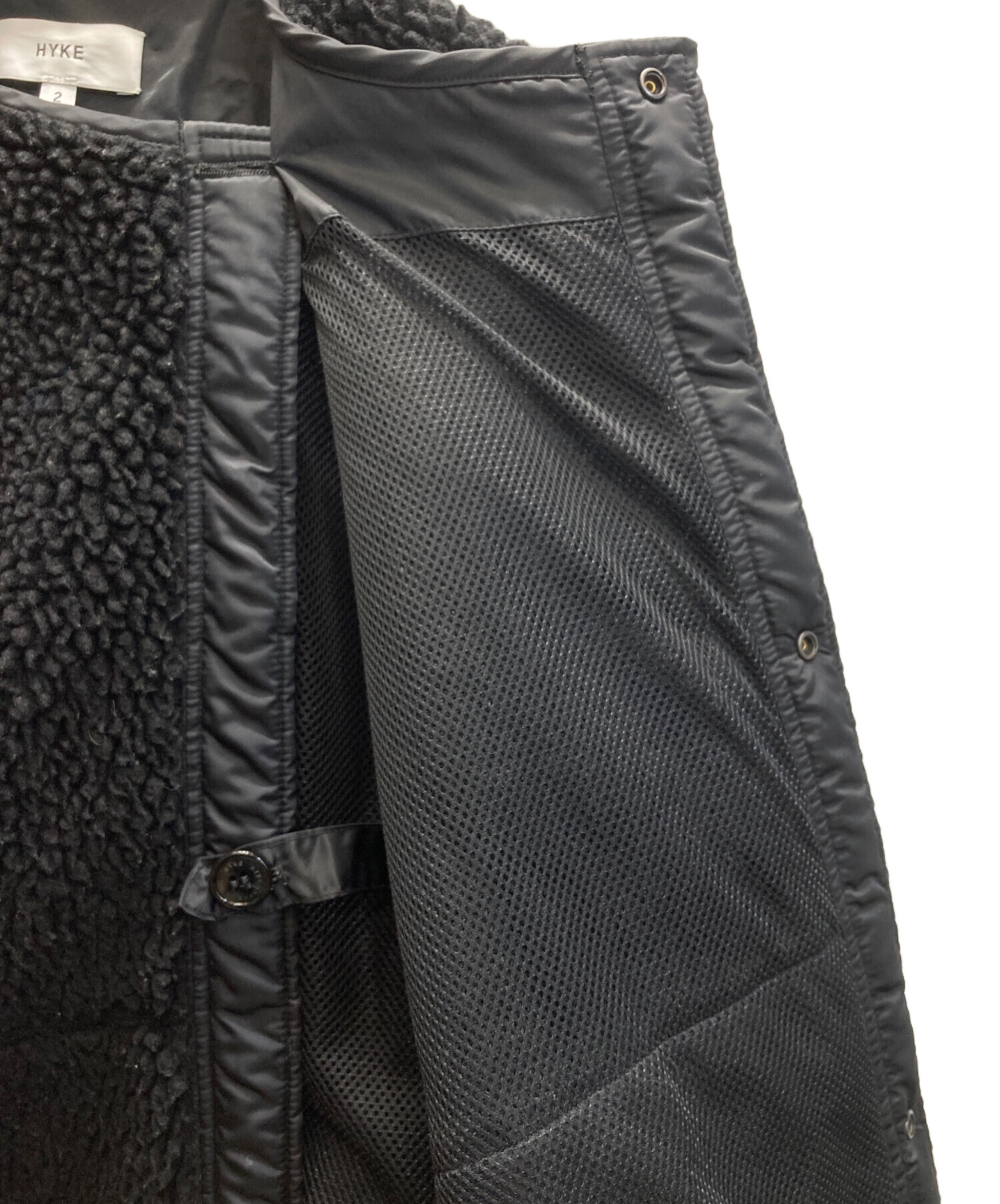 中古・古着通販】HYKE (ハイク) FAUX SHEARLING COAT ブラック サイズ 