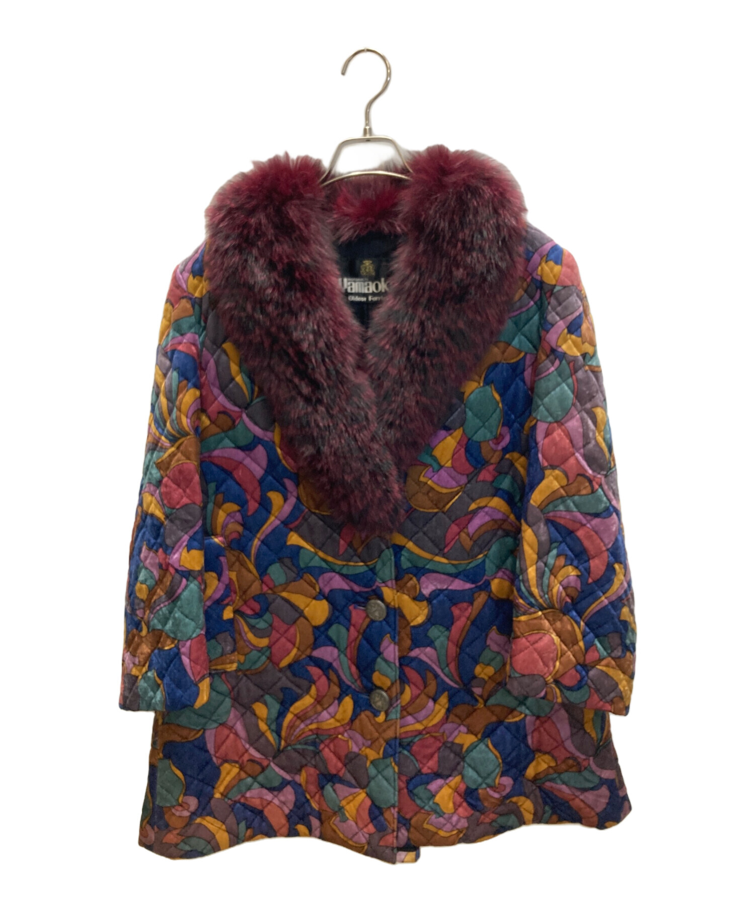 中古・古着通販】yamaoka (ヤマオカ) ファー中綿コート マルチカラー