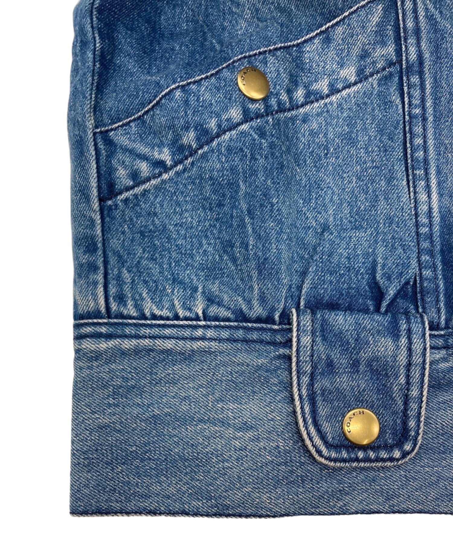 【美品】COACH ワッペン レザー 切替 デニムジャケット M 中古・古着通販】COACH (コーチ) デニムボンバーファージャケット