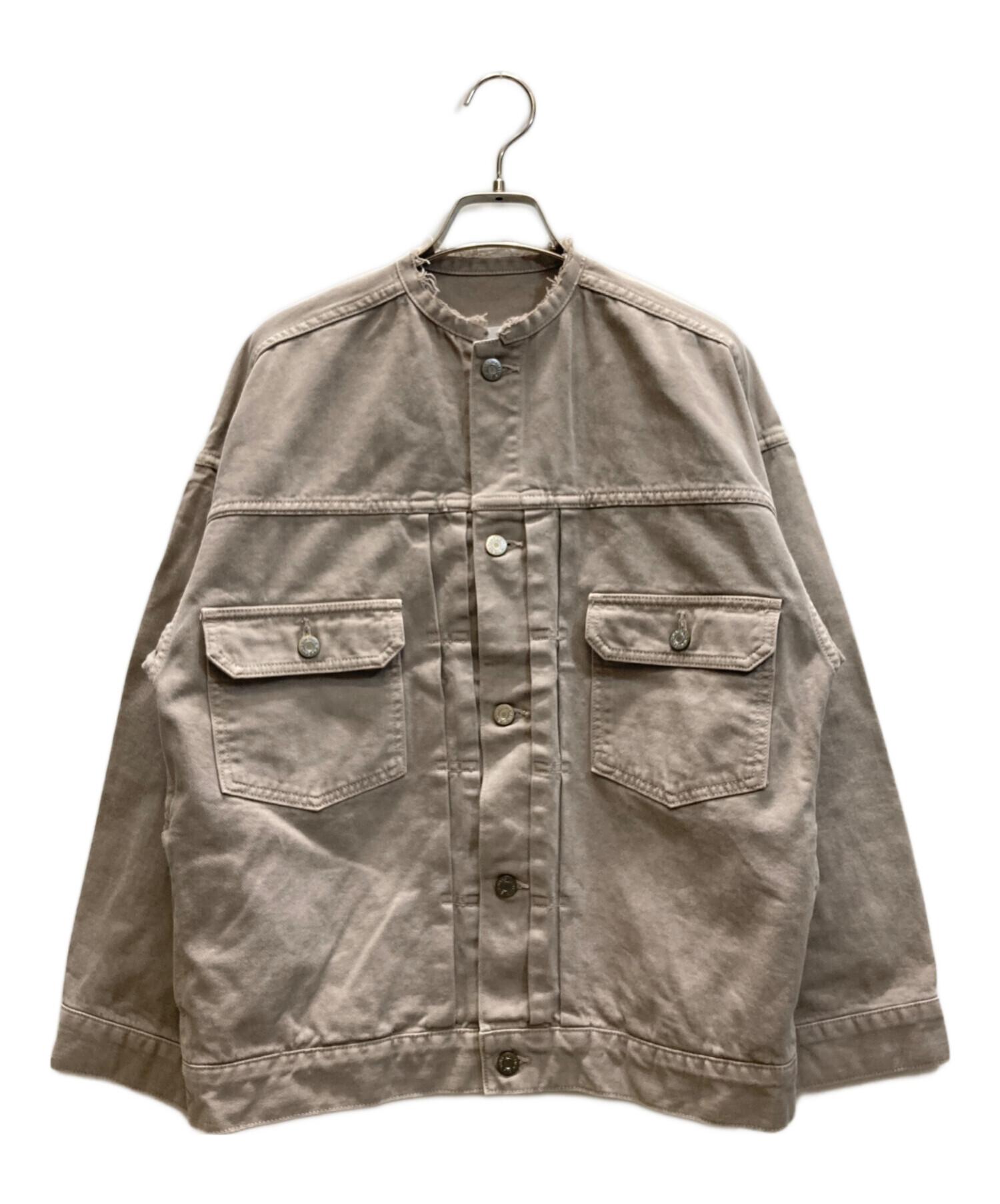 イエナ カラーチノリメイクルーズブルゾン ノーカラー デニム ジャケット 中古・古着通販】IENA (イエナ) カラーチノリメイクルーズブルゾン