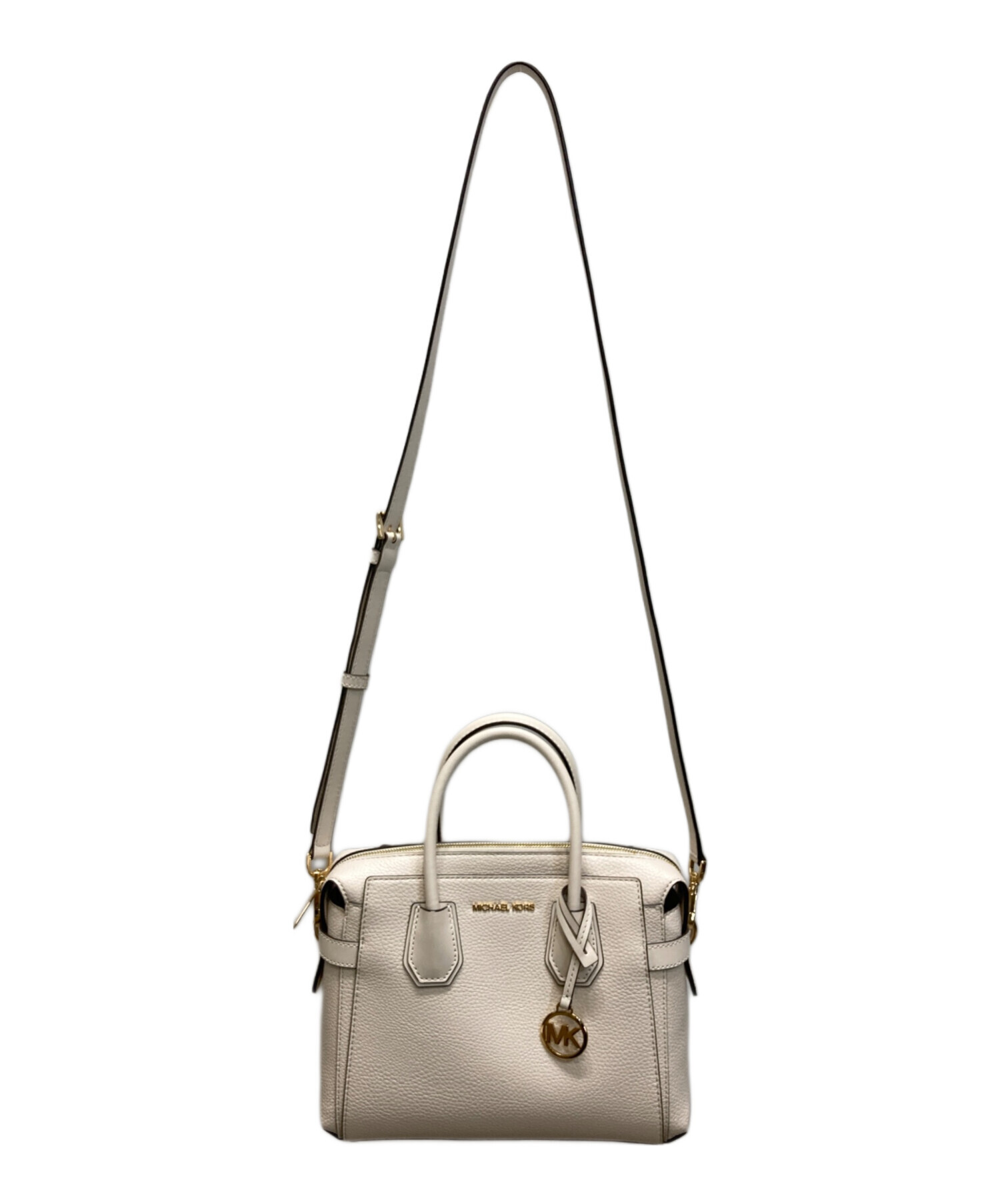 マイケルコース Michael Kors 2WAYバッグ MERCER トップジップ ベルテッド サッチェル スモール PVC レザー ブラウン ゴールド金具 茶 35F2GM9S1B 【保存袋】【中古】 MICHAEL KORS｜MERCER トップジップ ベルテッド サッチェル スモール