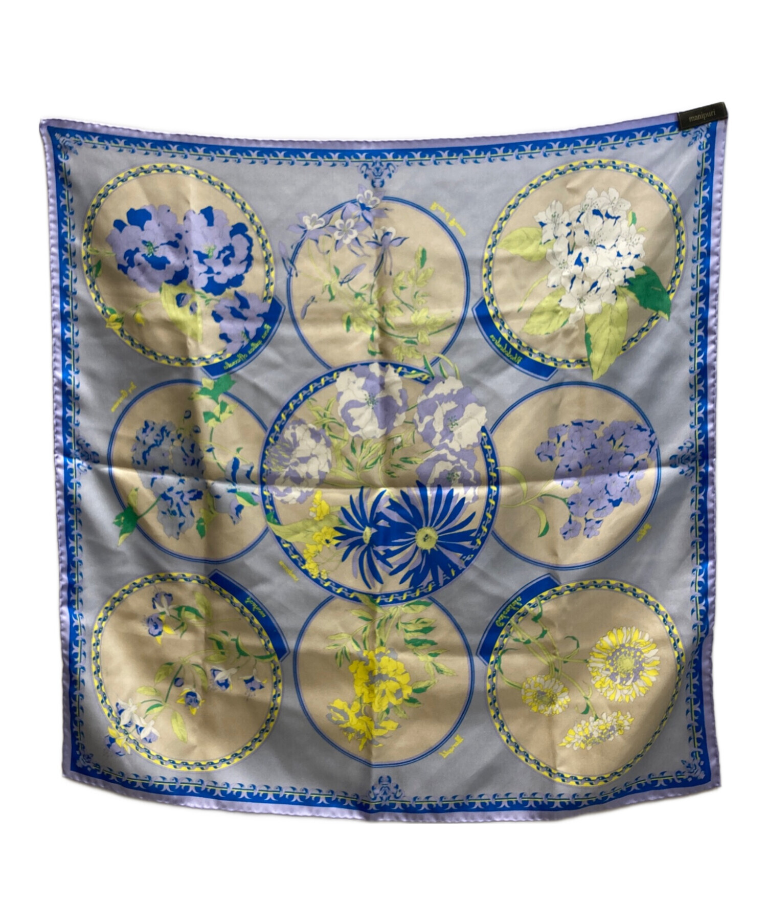 Viaggio Blu MANIPURI マニプリ スカーフ 中古・古着通販】manipuri (マニプリ) シルクスカーフ ブルー サイズ