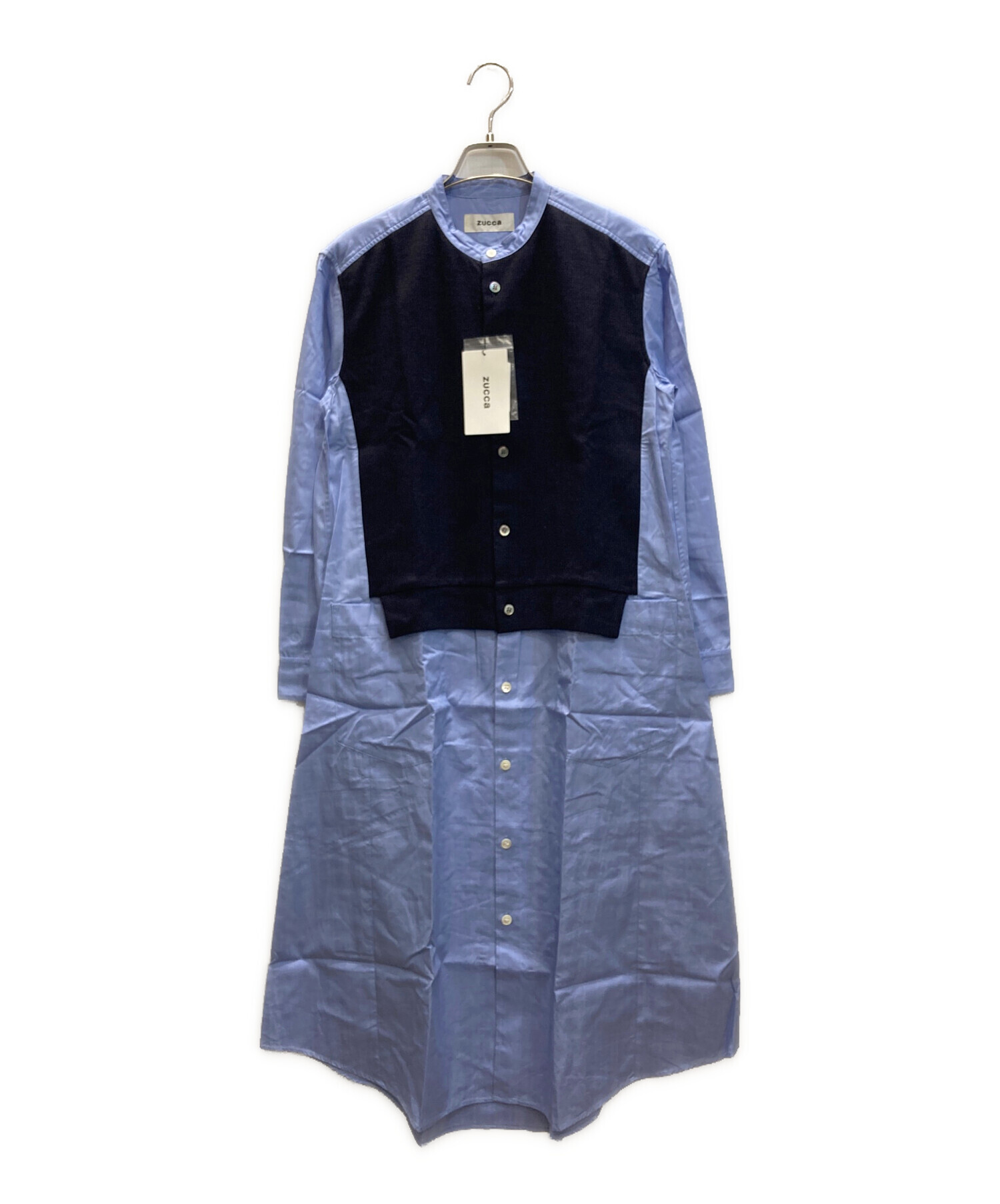 中古・古着通販】ZUCCA (ズッカ) 切替ワンピース ブルー×ネイビー