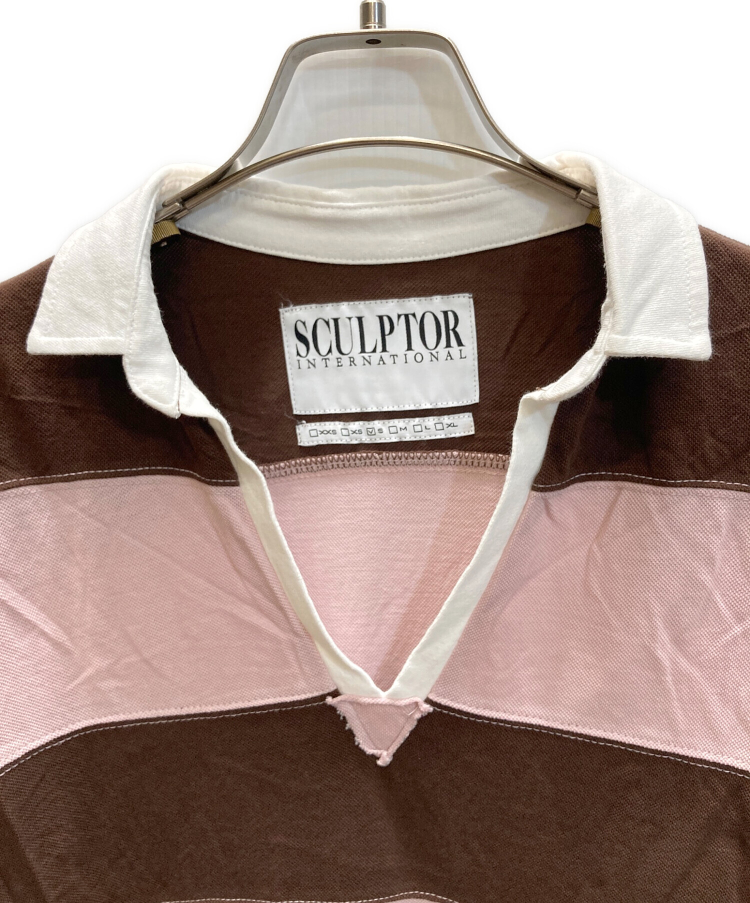 中古・古着通販】SCULPTOR (スカルプター) ボーダーポロシャツ ピンク