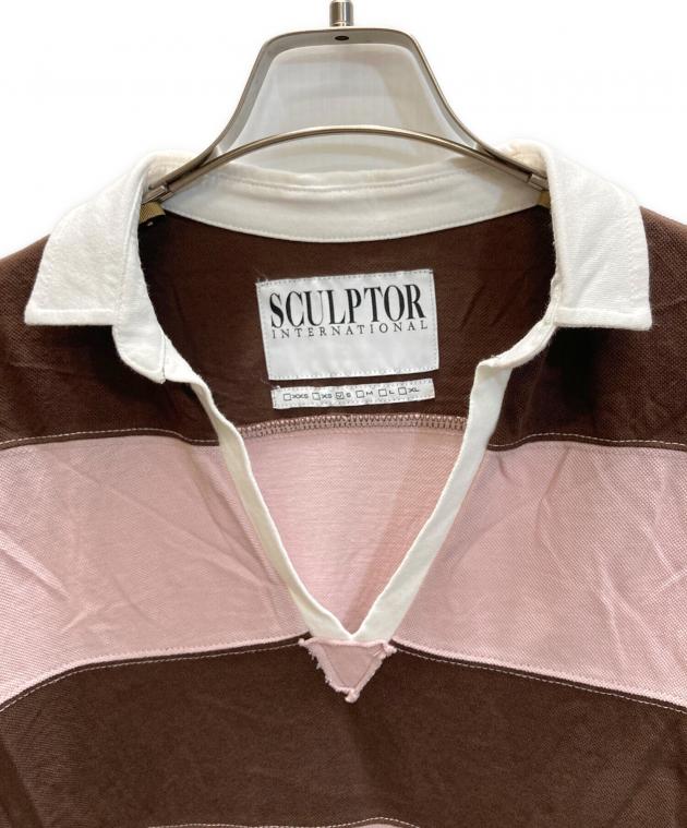 中古・古着通販】SCULPTOR (スカルプター) ボーダーポロシャツ ピンク
