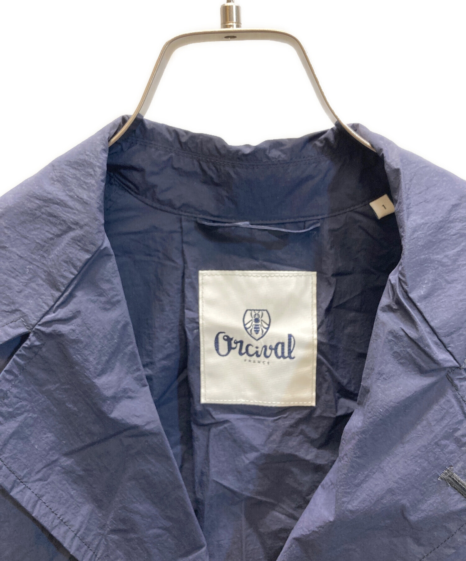ORCIVAL オーシバル レディースコート 濃紺 コットン100% サイズ1 中古・古着通販】ORCIVAL (オーシバル) LIGHT NYLON WASHER BELTED