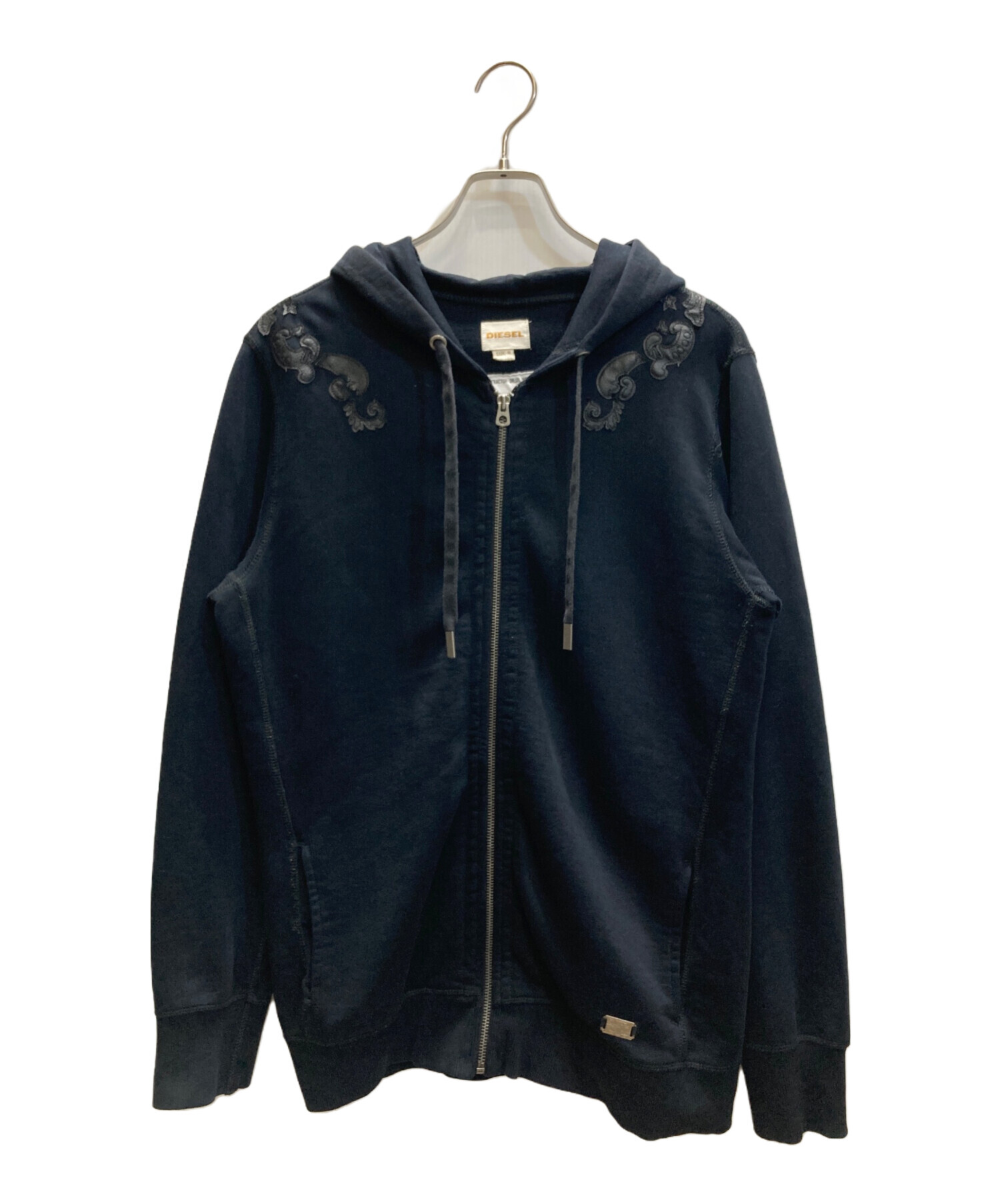 中古・古着通販】DIESEL (ディーゼル) ジップアップパーカー ブラック
