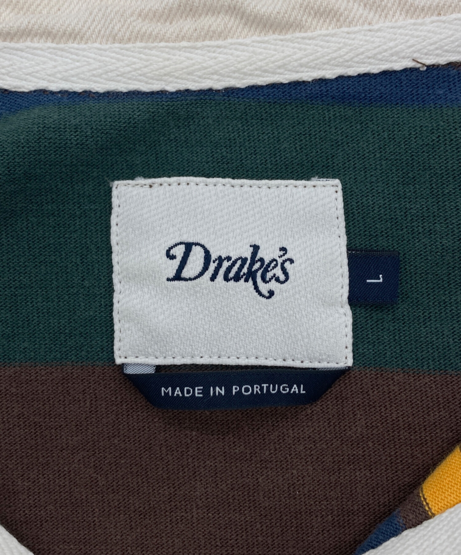 【希少】Drake's ラガーシャツ グリーン M 中古・古着通販】DRAKE'S (ドレイクス) マルチボーダーラガーシャツ