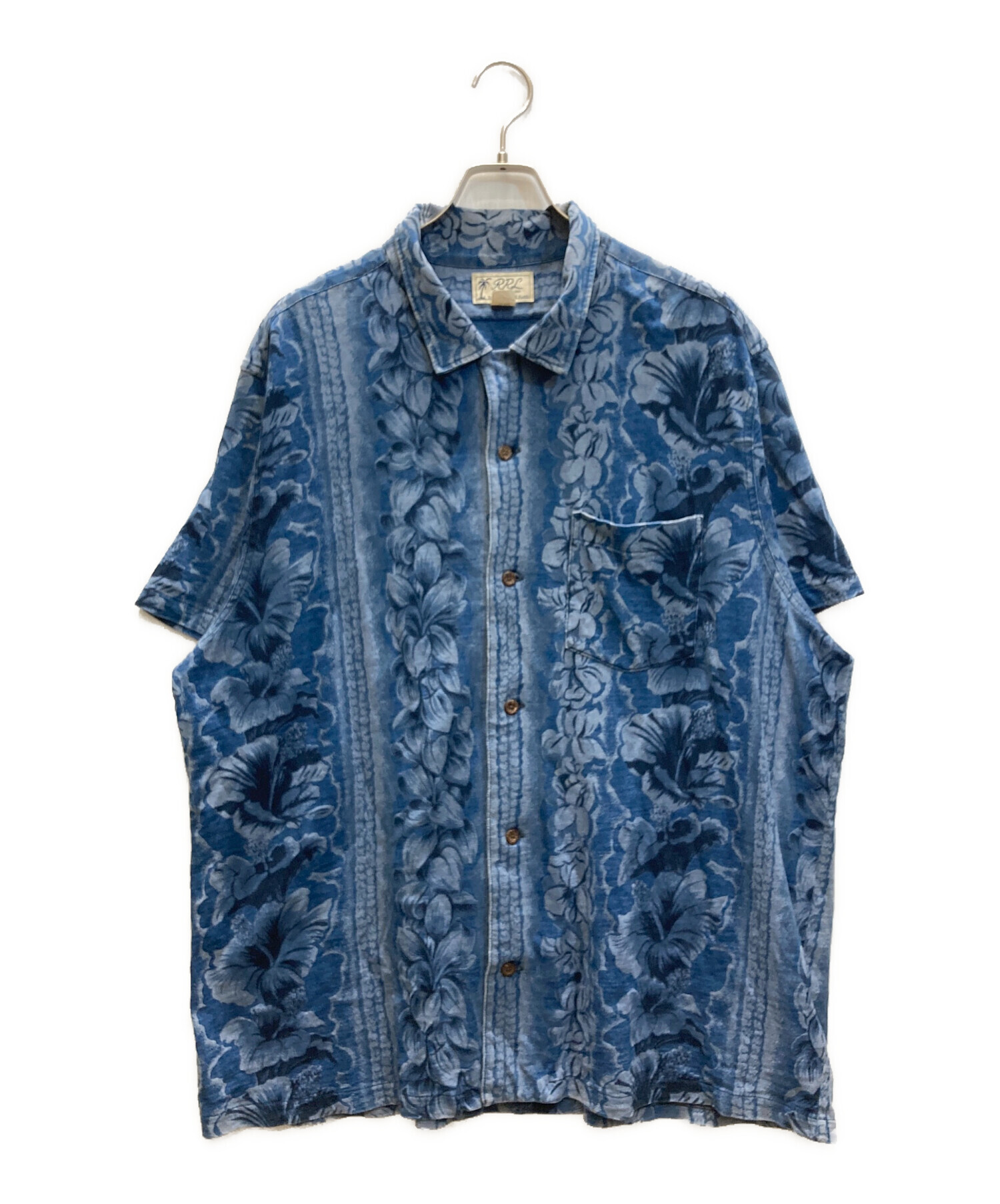 美品 RRL ダブルアールエル アロハシャツ 花柄 総柄 レーヨン ネイビー 中古・古着通販】RRL (ダブルアールエル) アロハシャツ ブルー サイズ