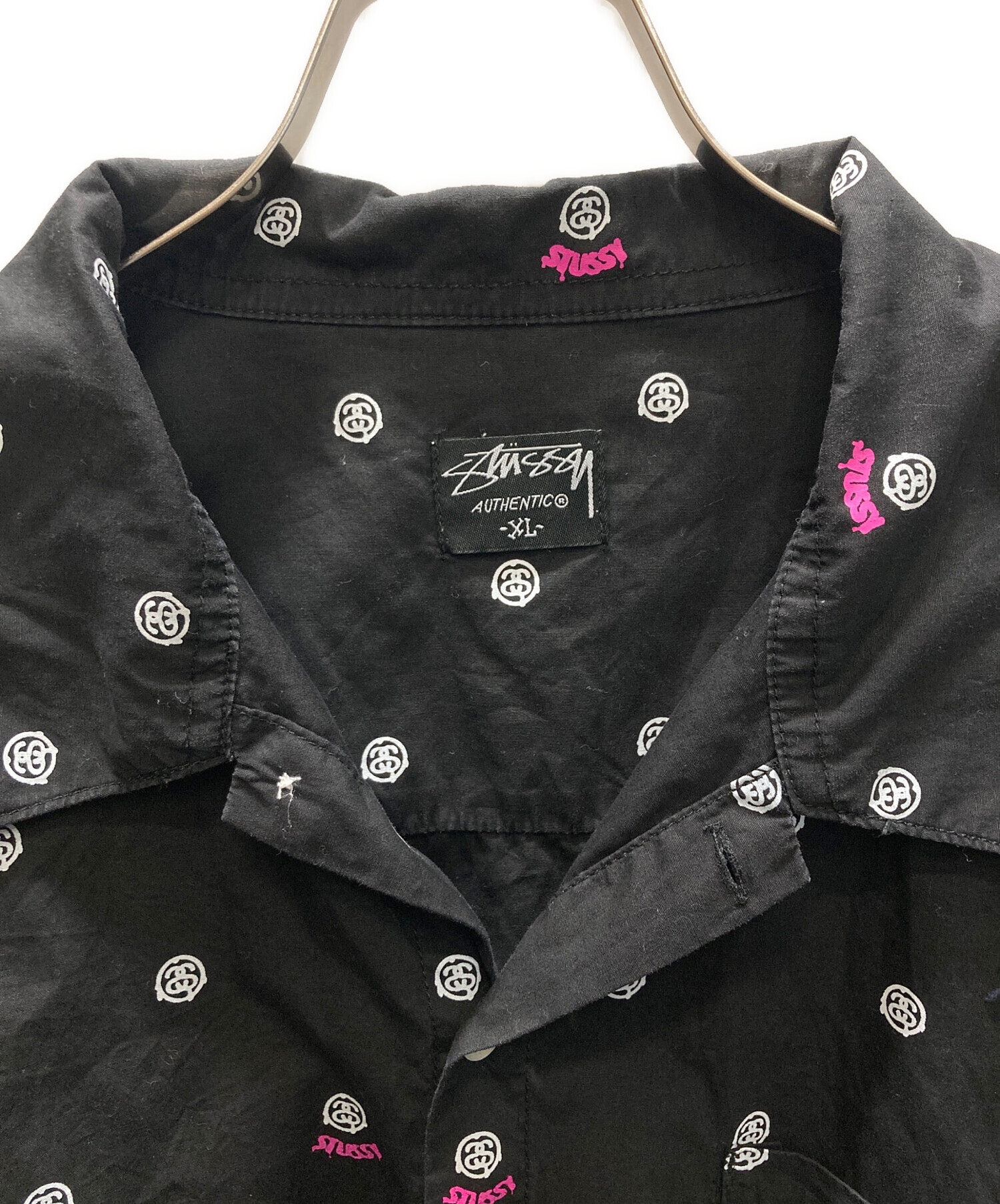 中古・古着通販】stussy (ステューシー) 総柄シャツ ブラック サイズ