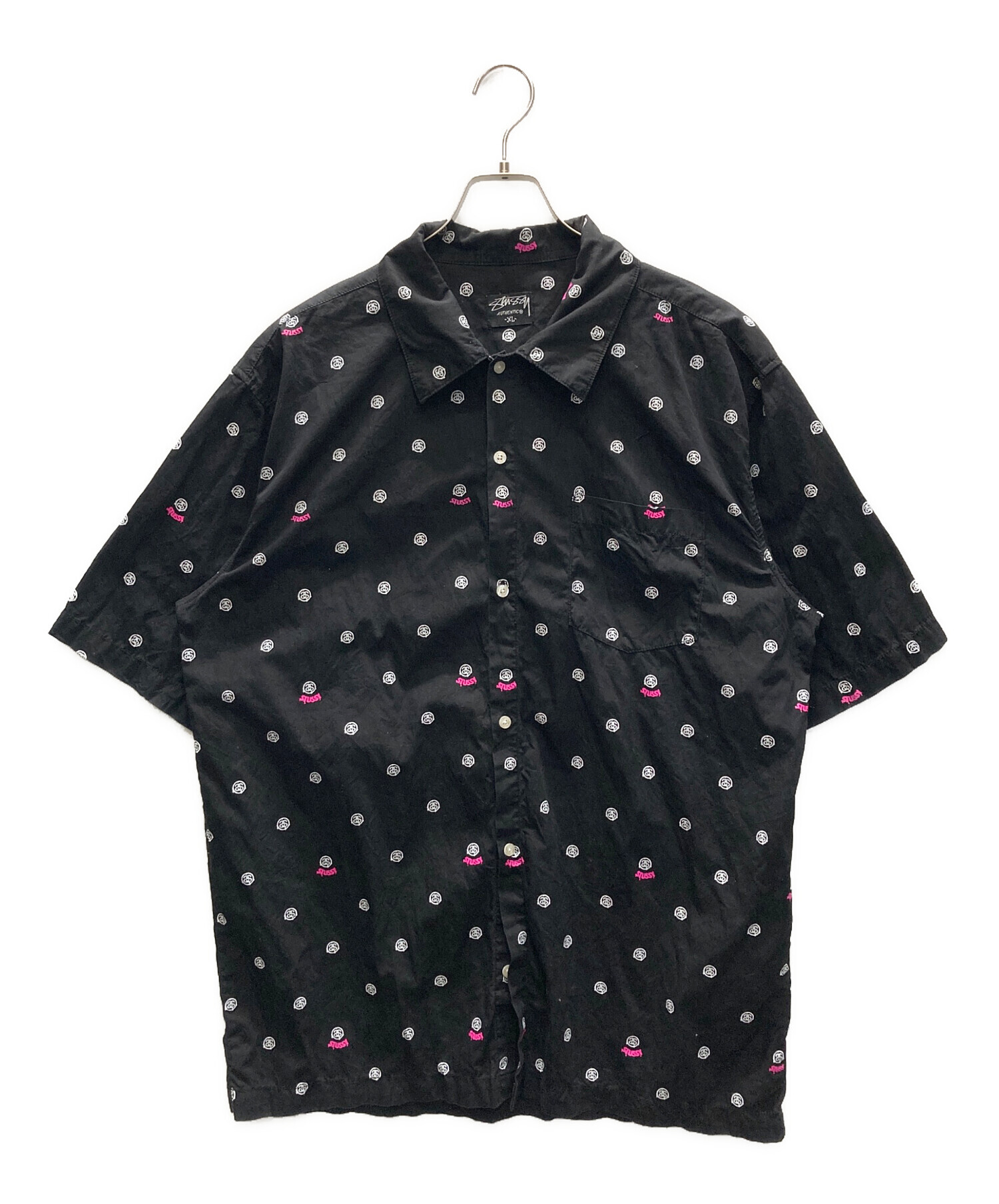 中古・古着通販】stussy (ステューシー) 総柄シャツ ブラック サイズ 