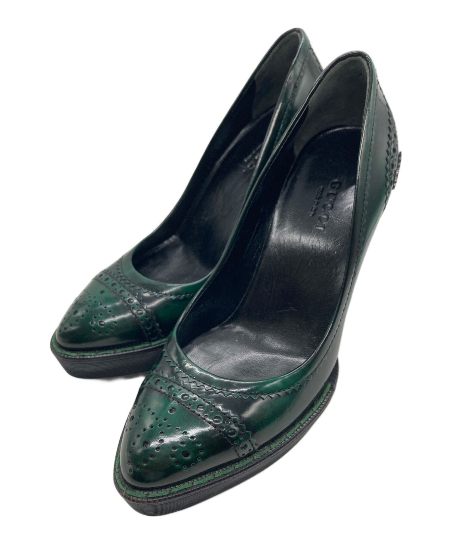 中古・古着通販】GUCCI (グッチ) ウィングチップ ハイヒールパンプス
