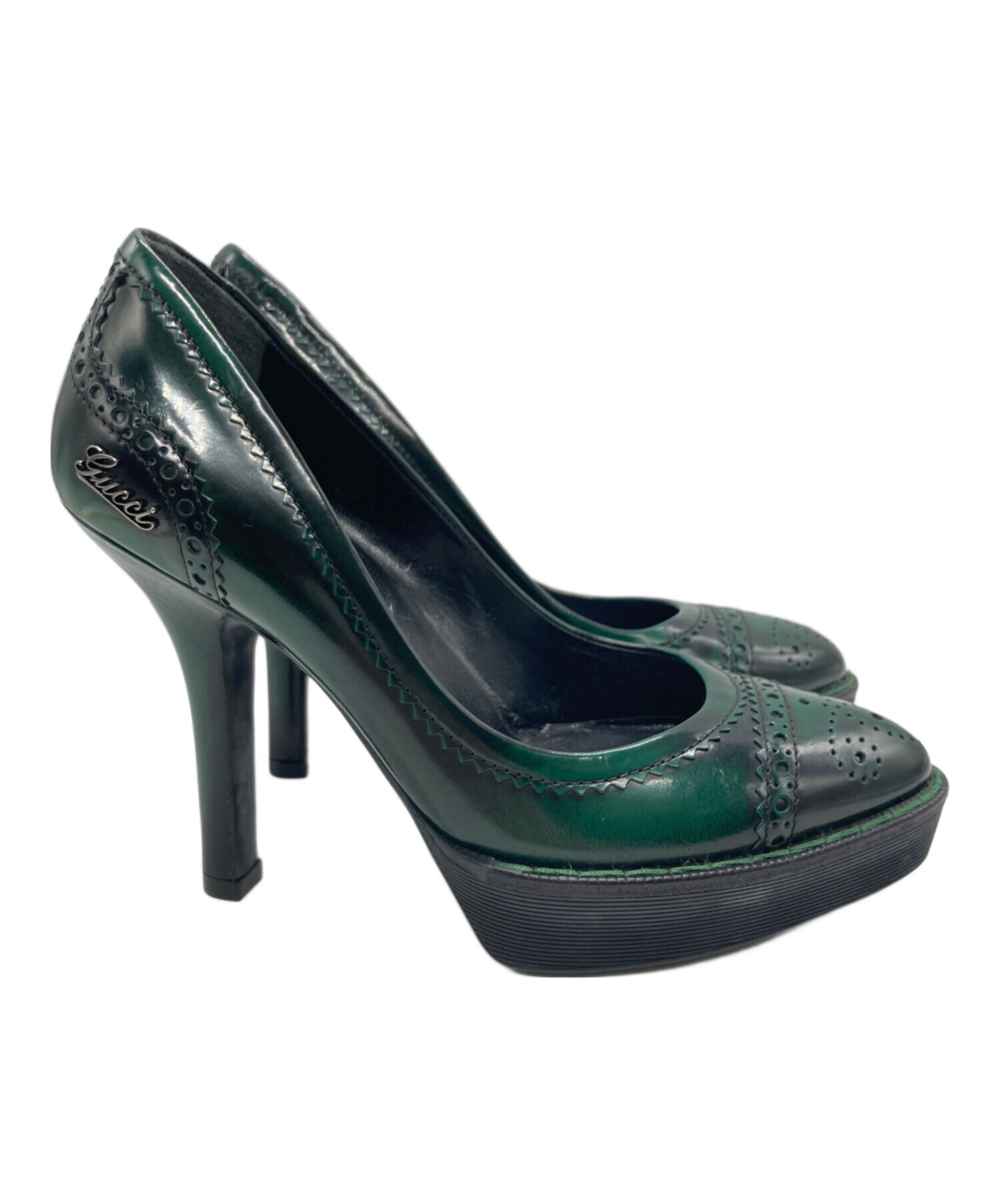 中古・古着通販】GUCCI (グッチ) ウィングチップ ハイヒールパンプス