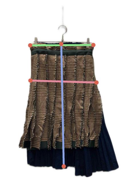中古・古着通販】sacai (サカイ) Pleat Wrap Skirt-Tweed ネイビー