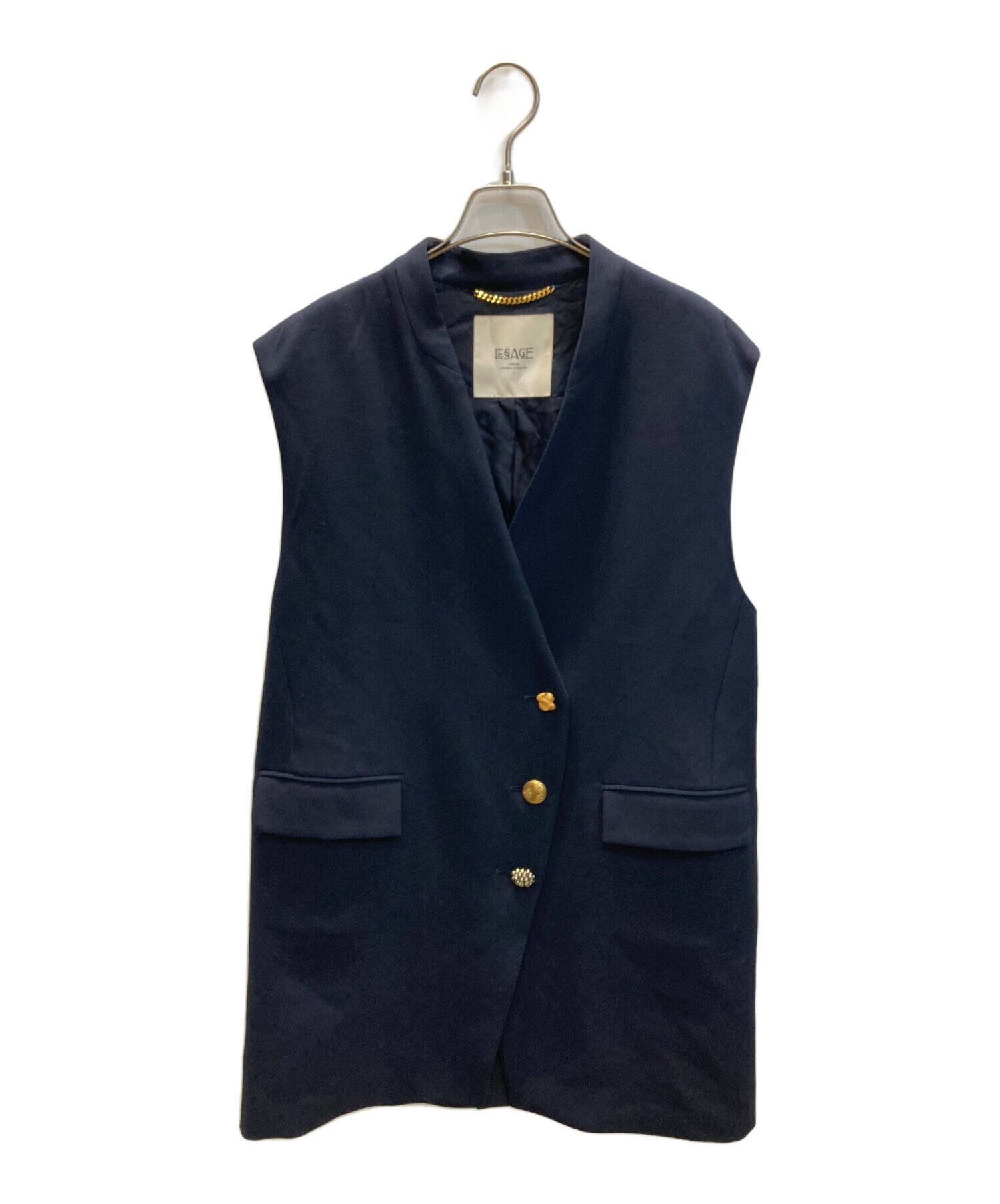 LESAGE ネイビー ボタン付きベスト レディース LESAGE ネイビー ボタン付きベスト