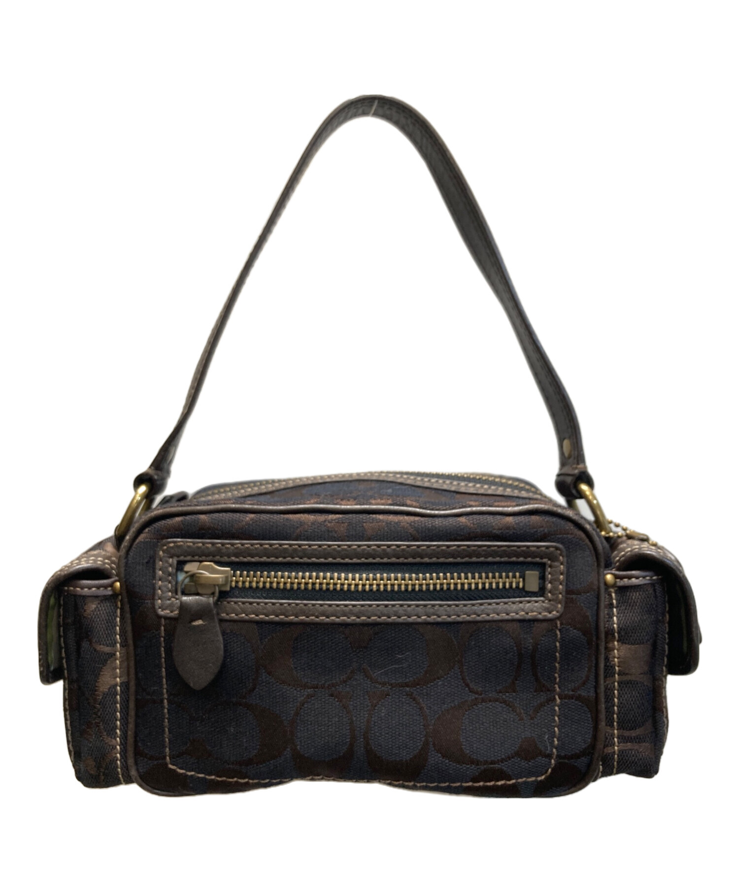 中古・古着通販】COACH (コーチ) シグネチャー ミニ ハンドバッグ 中古・古着通販】COACH (コーチ) シグネチャー ミニ ハンドバッグ