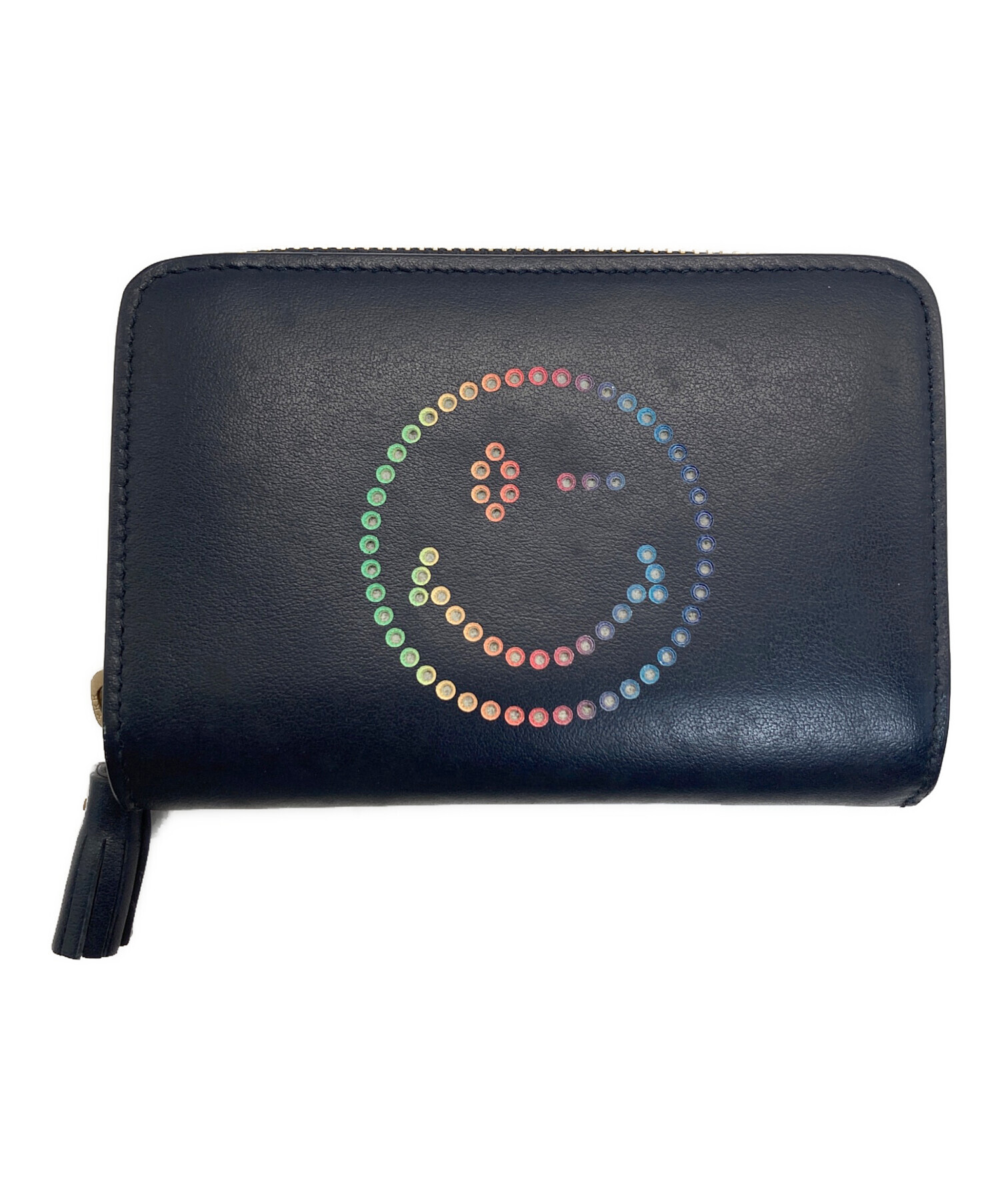 ANYA HINDMARCH アニヤ　ハインドマーチ 財布・ケース  紺 【古着】【中古】【送料無料】 中古・古着通販】ANYA HINDMARCH (アニヤ・ハインドマーチ) 2つ折り