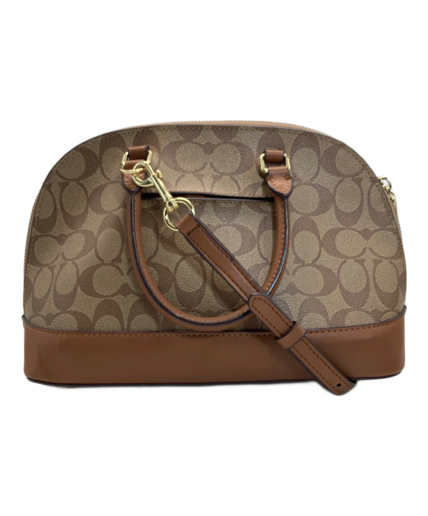 COACH シグネチャー　ターンロック　ブラウン 中古・古着通販】COACH (コーチ) シグネチャーハンドバッグ ブラウン