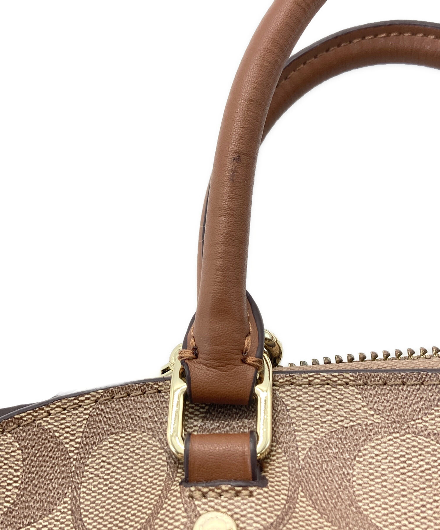 美品 COACH シグネチャー ハンドバッグ ブラウン 中古・古着通販】COACH (コーチ) シグネチャーハンドバッグ ブラウン