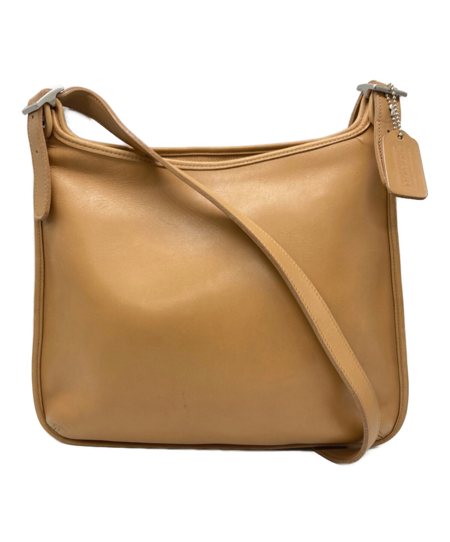 中古・古着通販】COACH (コーチ) レザーショルダーバッグ ベージュ 