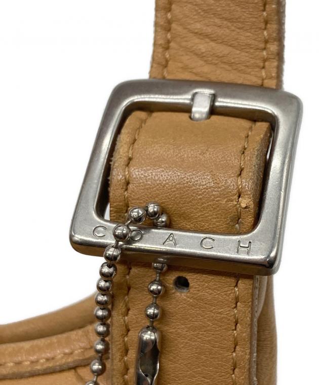 中古・古着通販】COACH (コーチ) レザーショルダーバッグ ベージュ