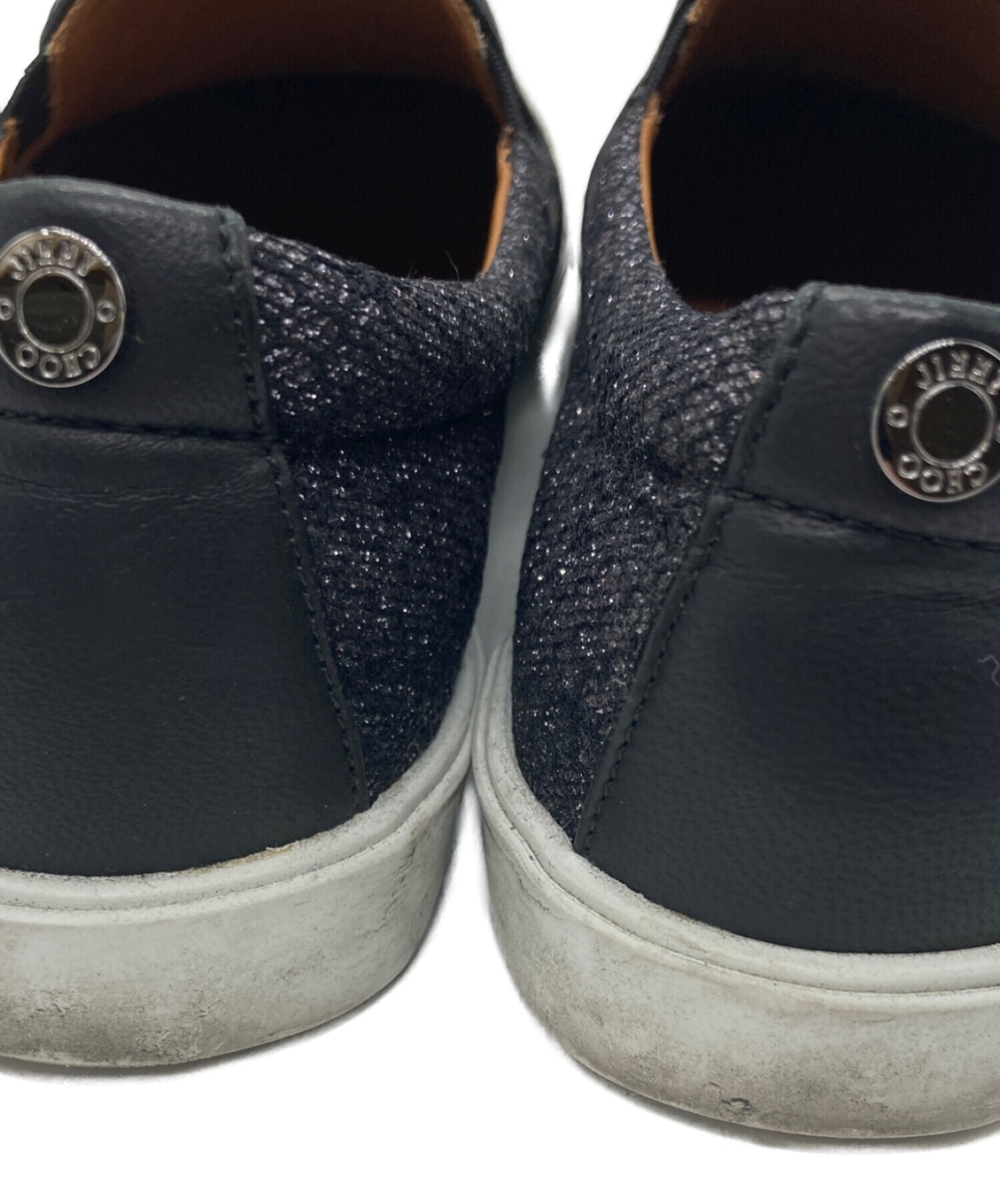 中古・古着通販】JIMMY CHOO (ジミーチュウ) ラメスリッポン ブラック