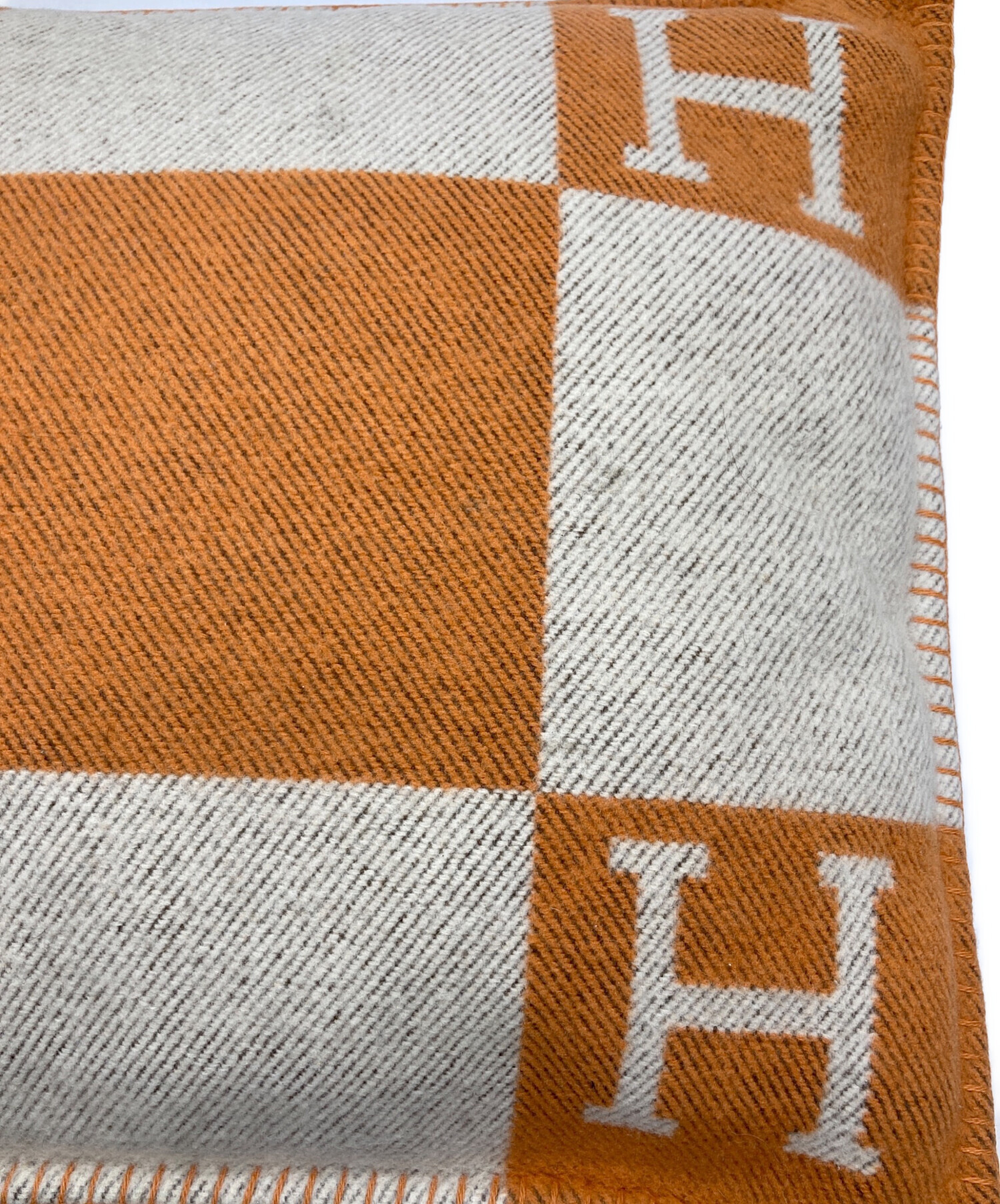HERMES Hロゴ クッション オレンジ 中古・古着通販】HERMES (エルメス) Hロゴ クッション オレンジ サイズ