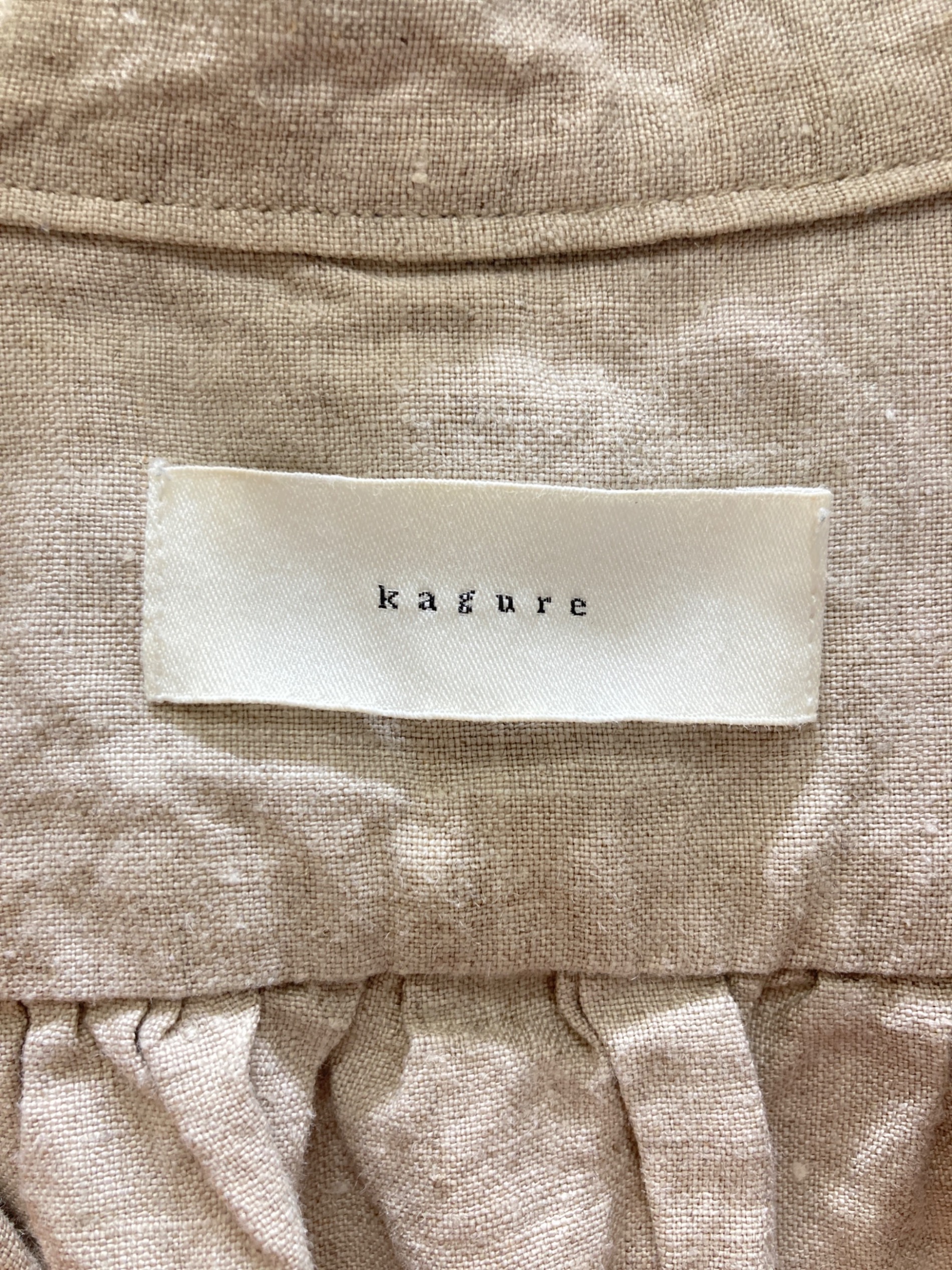 中古・古着通販】KAGURE (カグレ) ノーカラーリネンチュニックシャツ