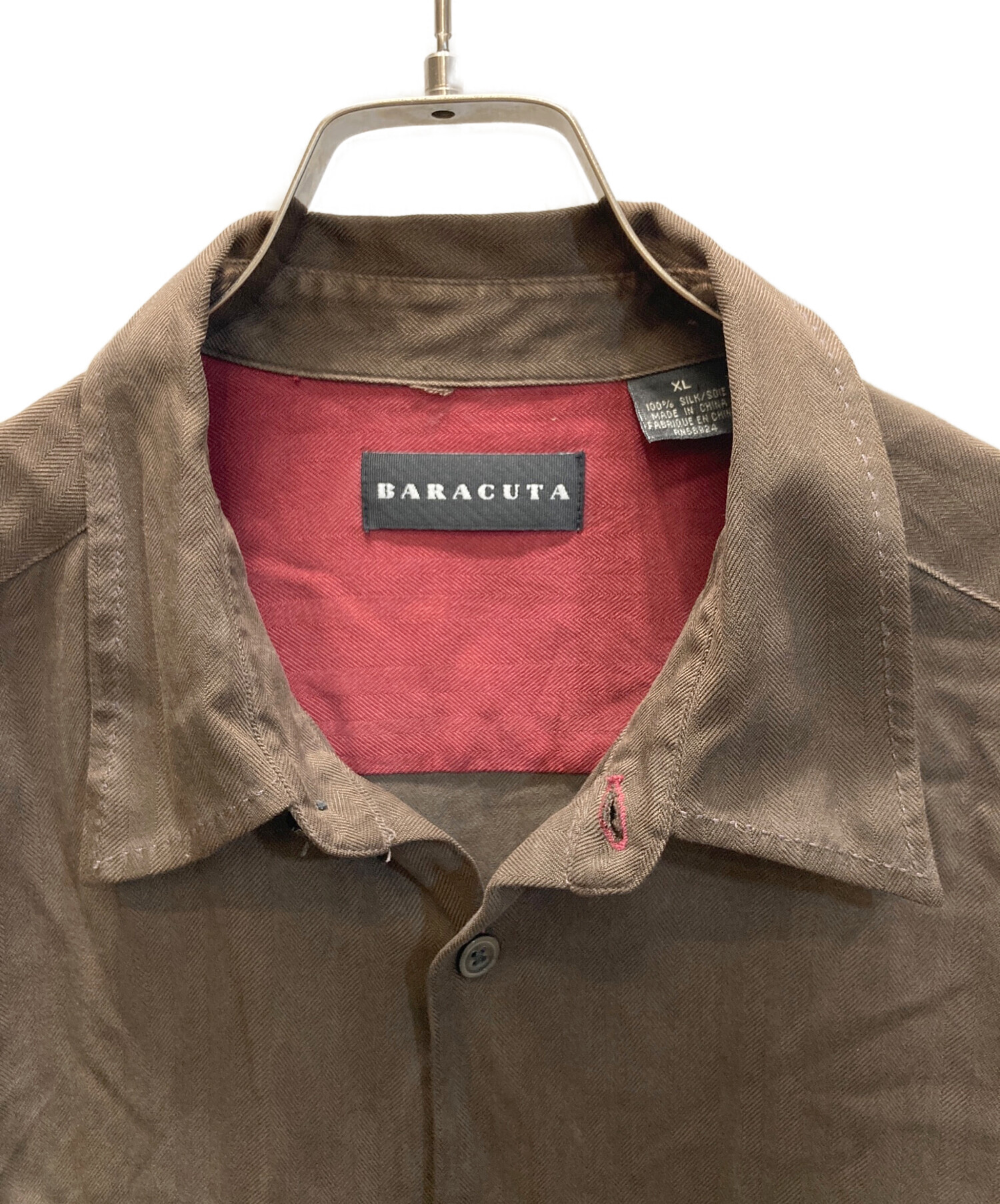 【90sヴィンテージ】BARACUTA バラクータ 刺繍シルクシャツ 中古・古着通販】BARACUTA (バラクータ) ヘリンボーン シルクシャツ