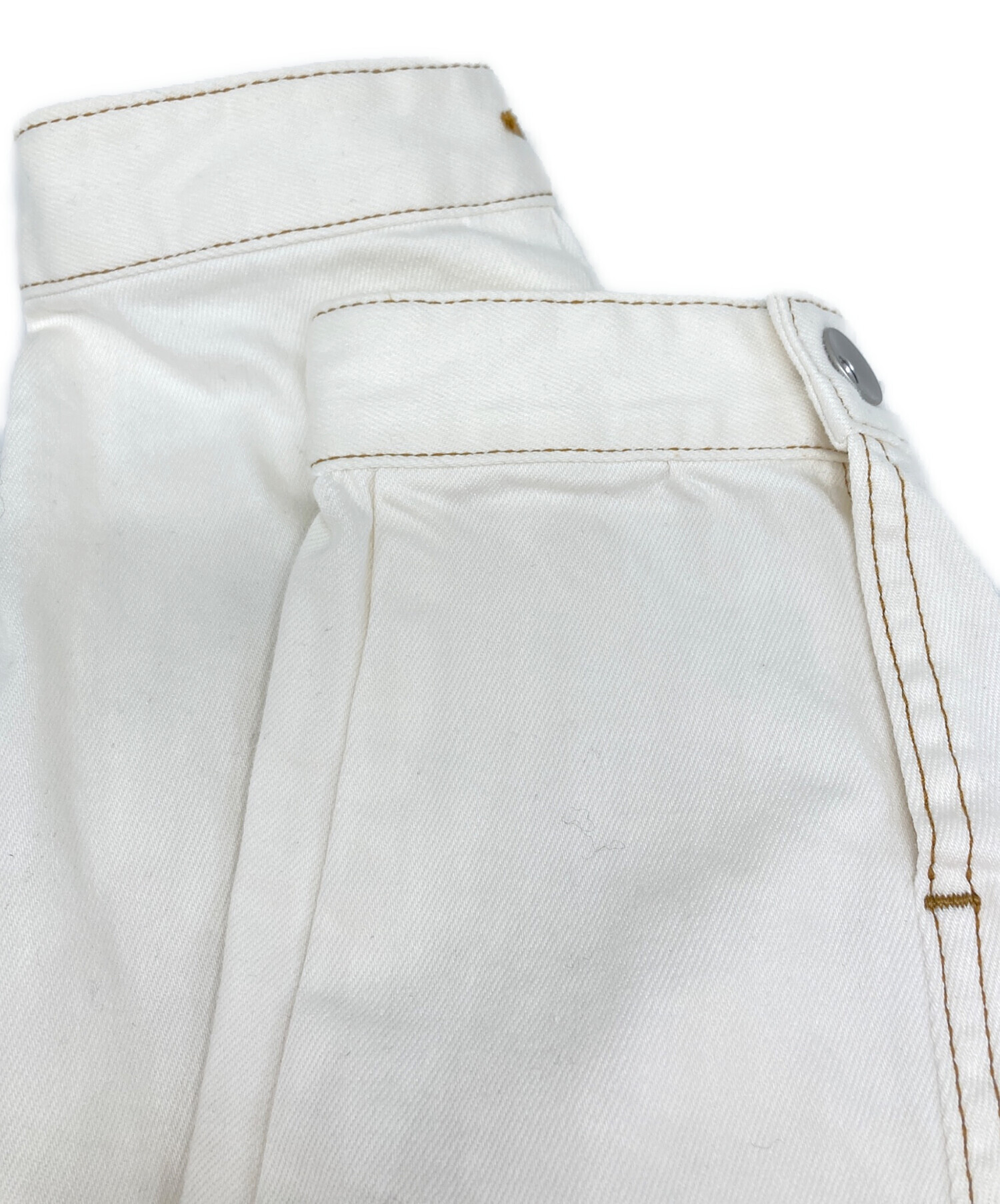 ミランカ Mylanka ホワイト デニム ショート ジャケット 中古・古着通販】mylanka (ミランカ) ノーカラーデニムジャケット