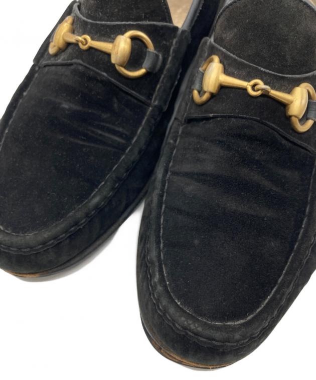 中古・古着通販】GUCCI (グッチ) スエード ホースビット ローファー